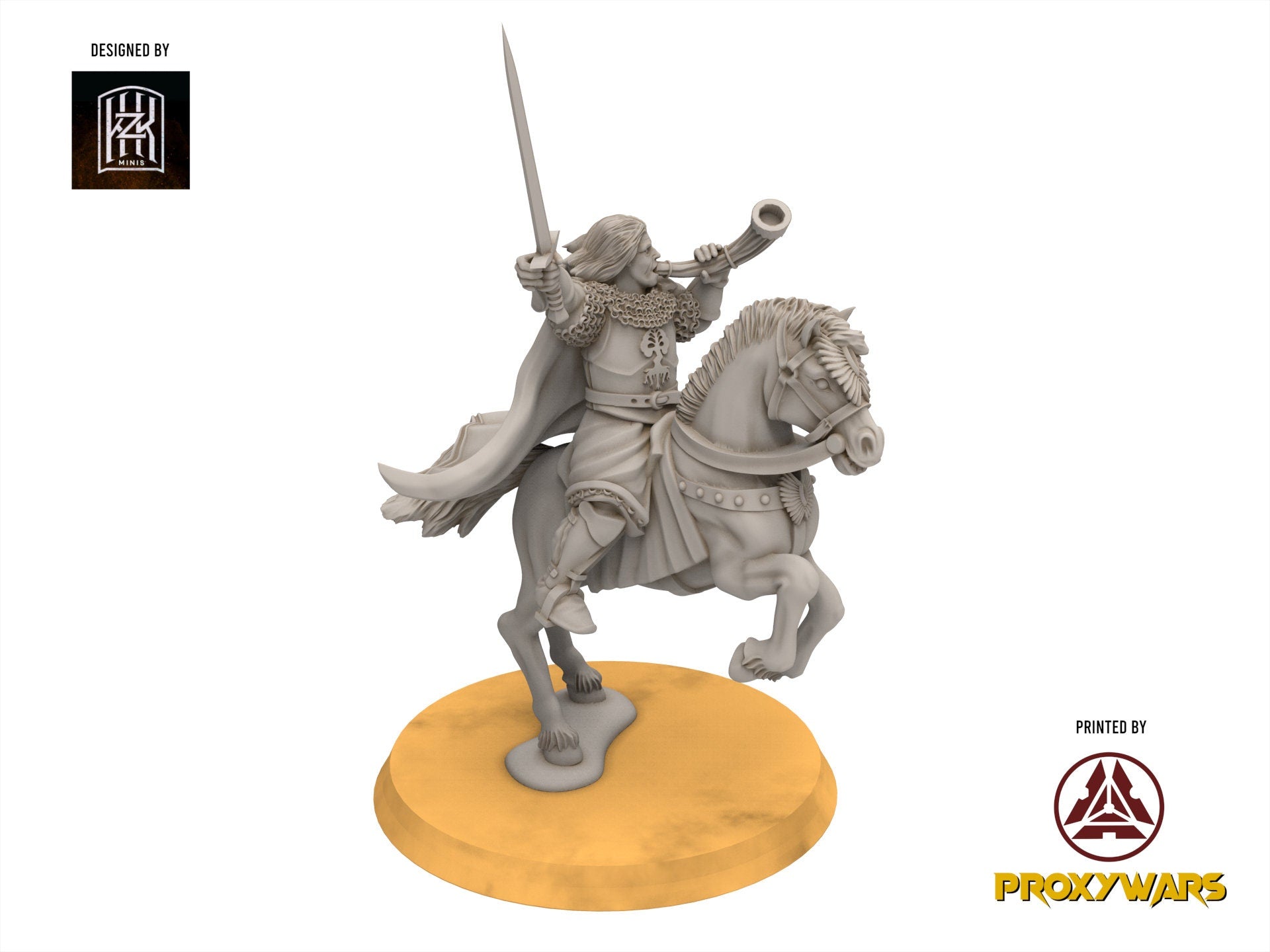 Gandor - Captain on Foot and Mounted, Defender of the city wall, miniature for wargame D&D, Lotr... Khurzluk Miniatures