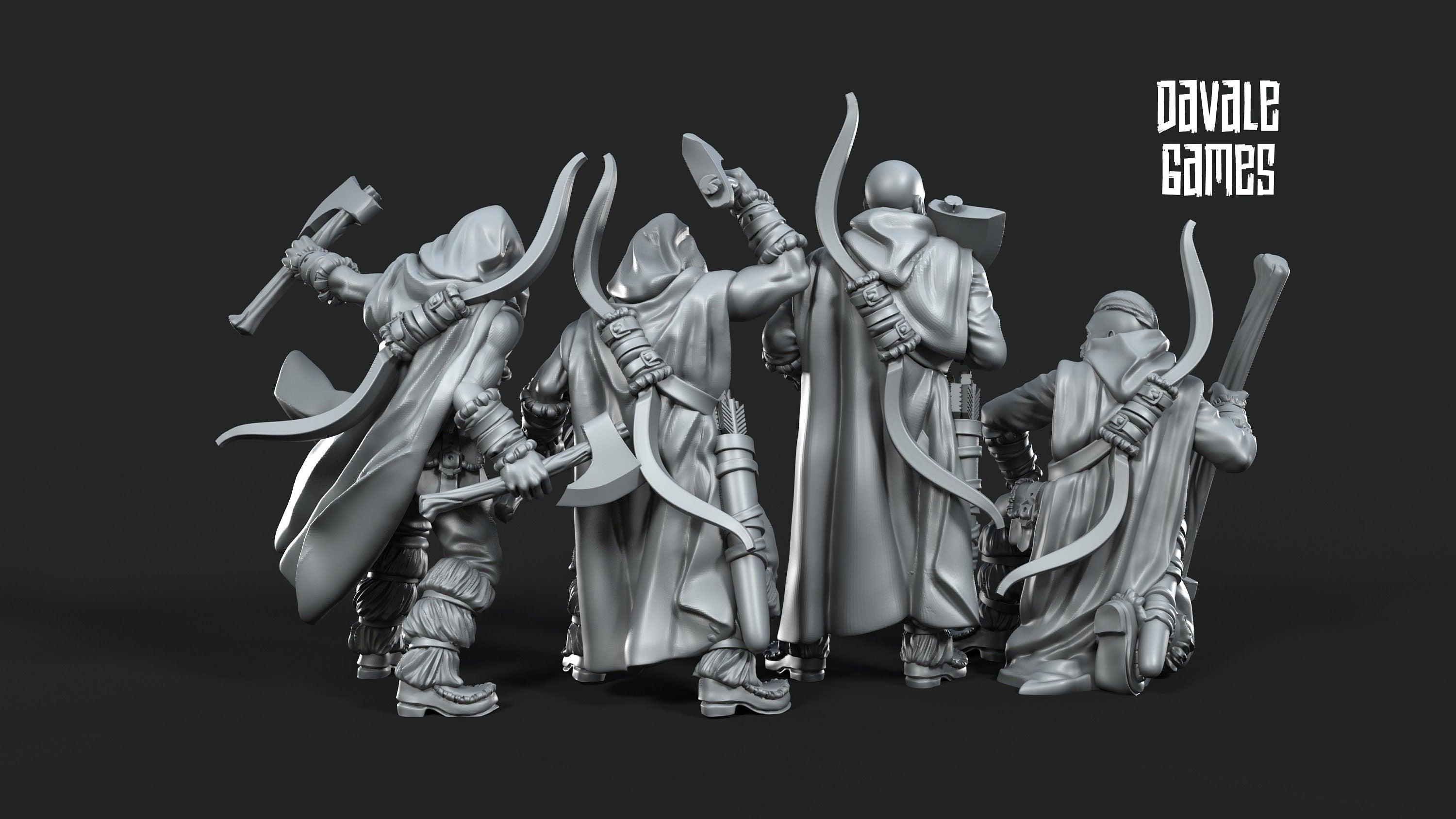 Bearings - 4x Bearmen on foot - Fantasy, davale games, for Wargames, Pathfinder, Dungeons & Dragons