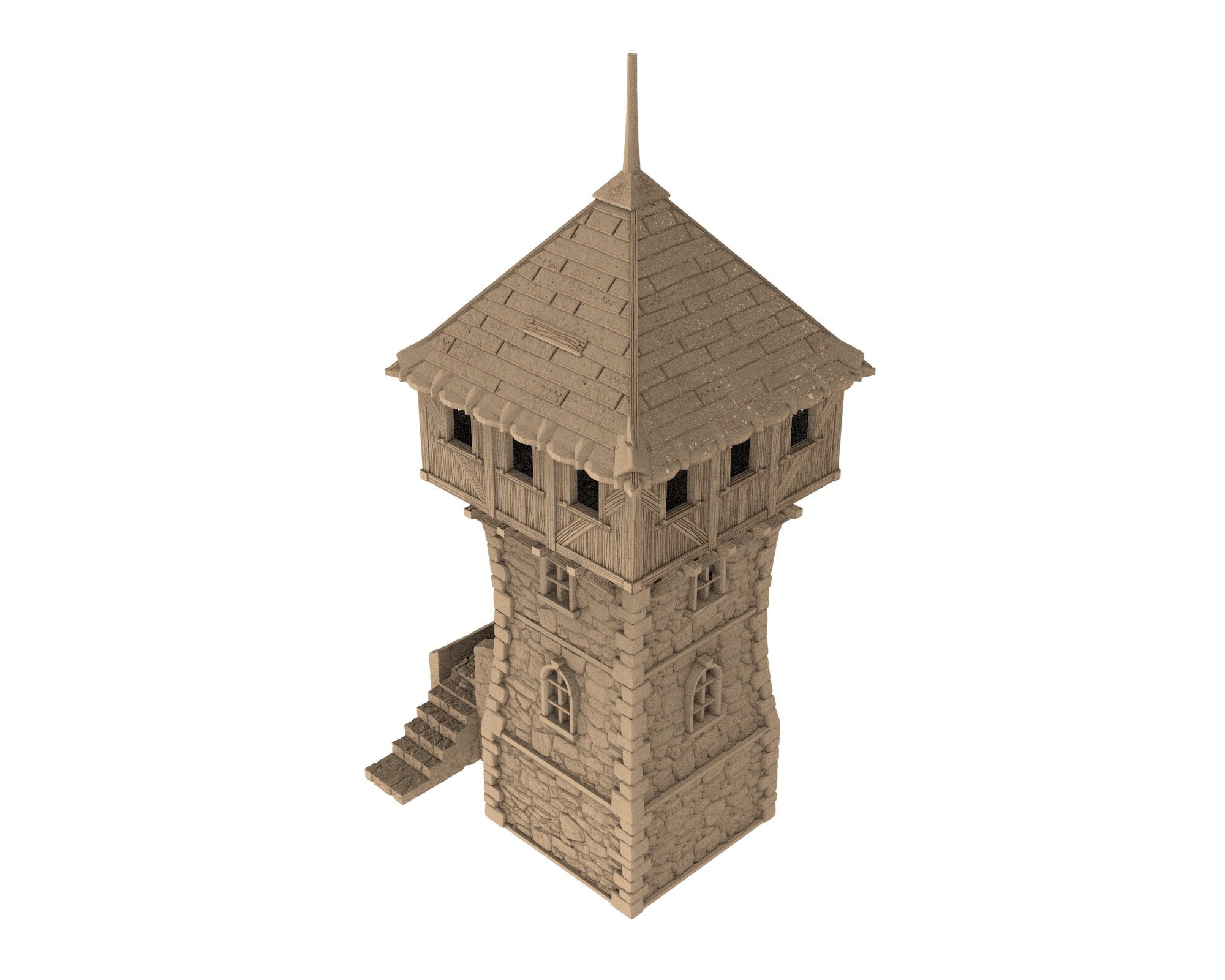 Medieval Town scenery building - Defense Tower - PLA for Oldworld, Dungeon & Dragons, Frostgrave, Age of fantasy battle skirmish wargame...