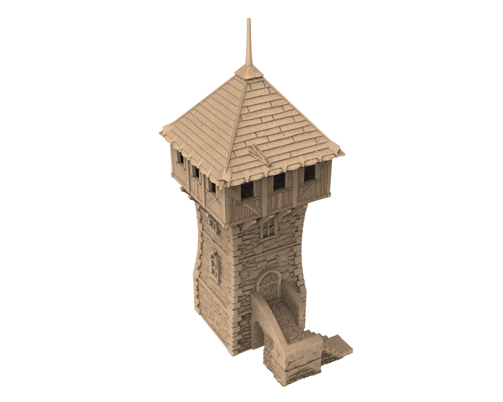 Medieval Town scenery building - Defense Tower - PLA for Oldworld, Dungeon & Dragons, Frostgrave, Age of fantasy battle skirmish wargame...