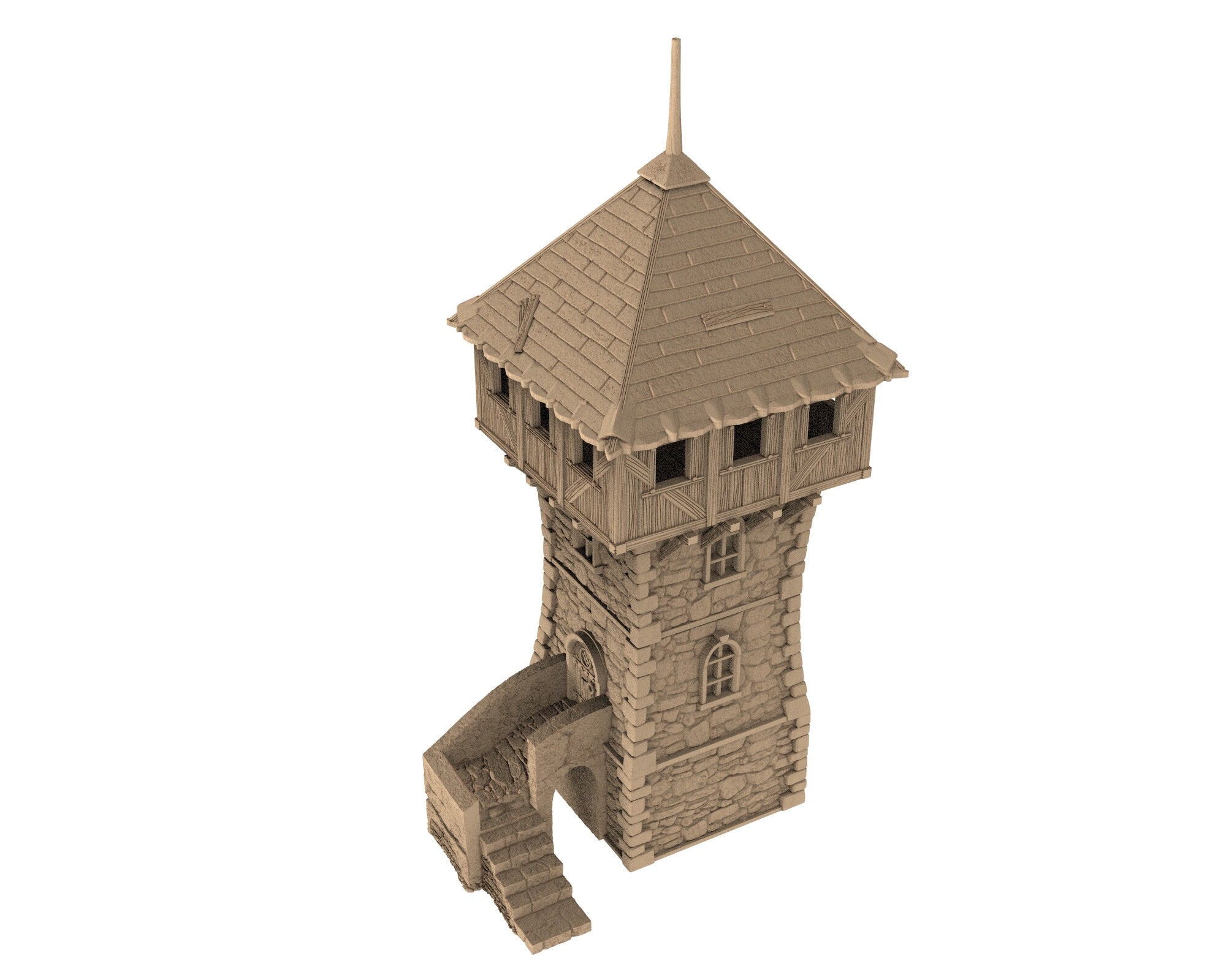 Medieval Town scenery building - Defense Tower - PLA for Oldworld, Dungeon & Dragons, Frostgrave, Age of fantasy battle skirmish wargame...