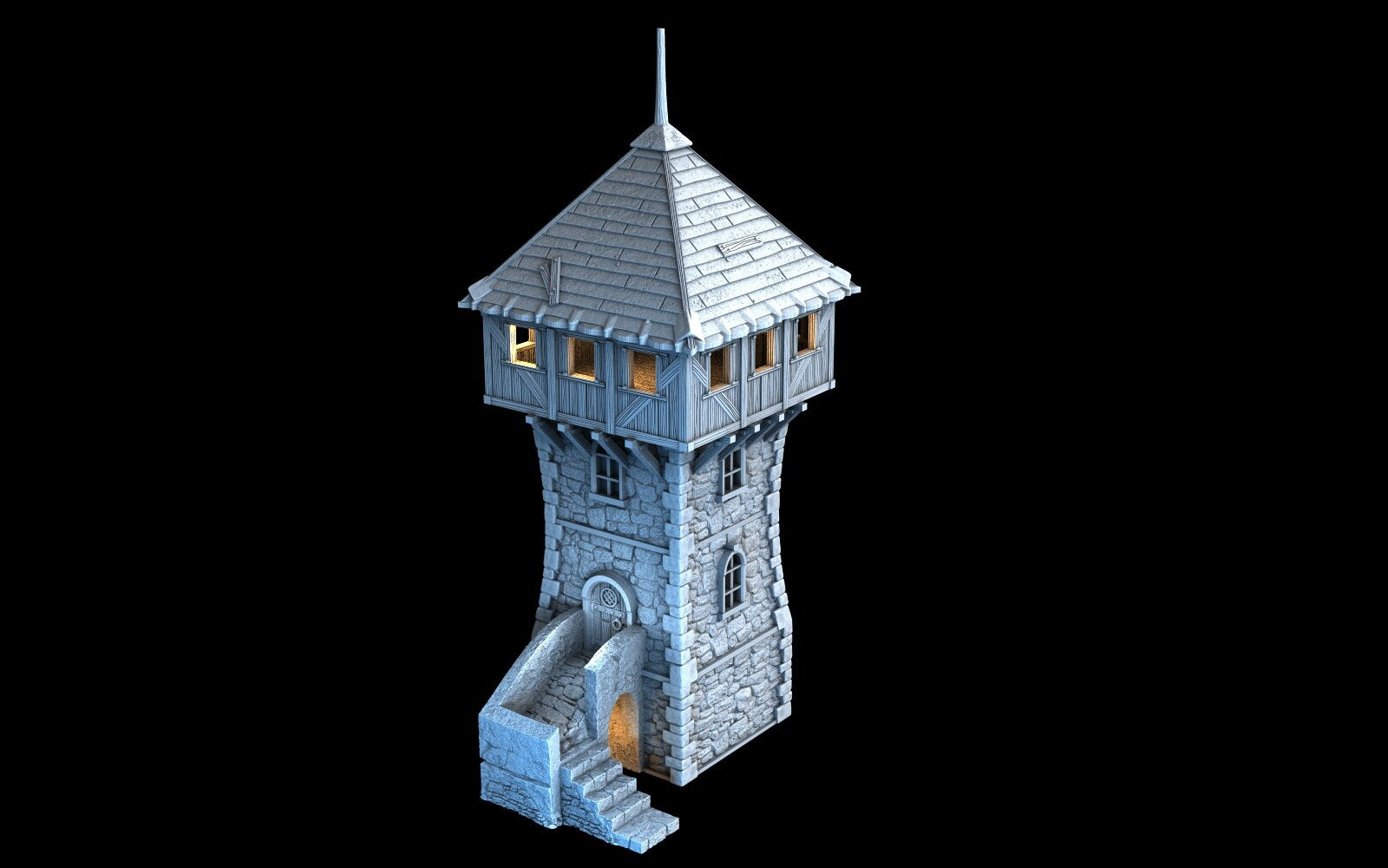 Medieval Town scenery building - Defense Tower - PLA for Oldworld, Dungeon & Dragons, Frostgrave, Age of fantasy battle skirmish wargame...