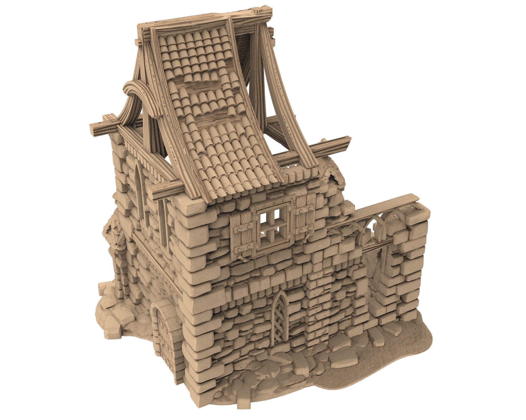 Medieval Town scenery building - Ruins - PLA for Oldworld, Dungeon & Dragons, Frostgrave, Age of fantasy battle skirmish wargame