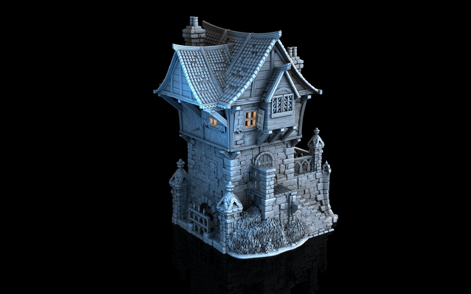 Medieval Town scenery building - Tombstone Residence - PLA for Oldworld, Dungeon & Dragons, Frostgrave, Age of fantasy battle wargame
