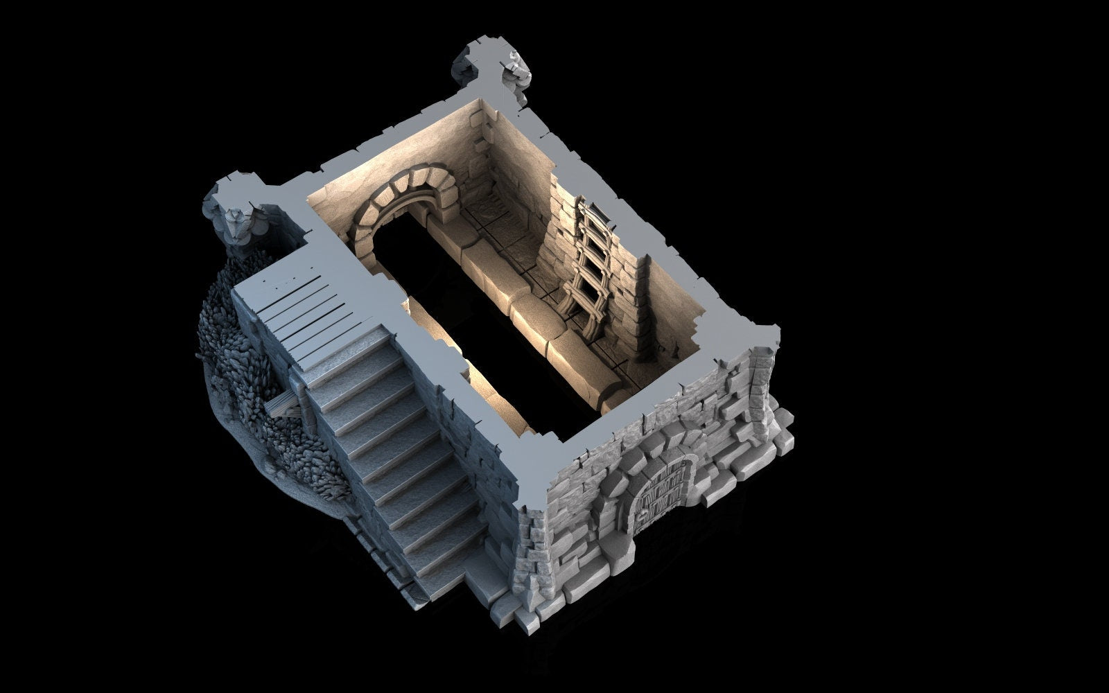 Medieval Town scenery building - Tombstone Residence - PLA for Oldworld, Dungeon & Dragons, Frostgrave, Age of fantasy battle wargame