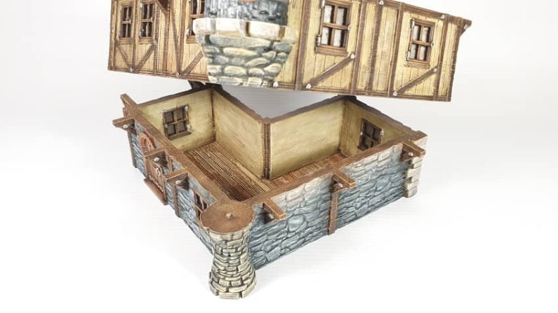 Medieval Town scenery building - Tower Top House - PLA for Oldworld, Dungeon & Dragons, Frostgrave, Age of fantasy battle skirmish wargame