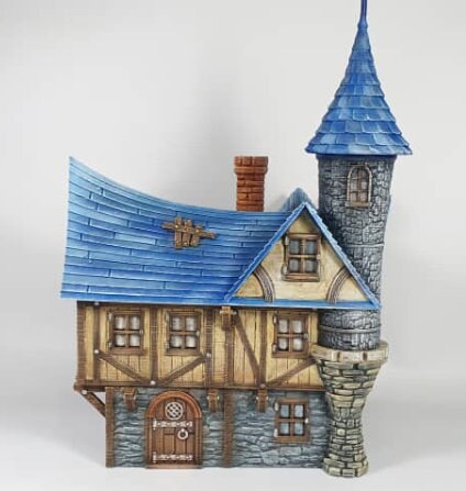 Medieval Town scenery building - Tower Top House - PLA for Oldworld, Dungeon & Dragons, Frostgrave, Age of fantasy battle skirmish wargame