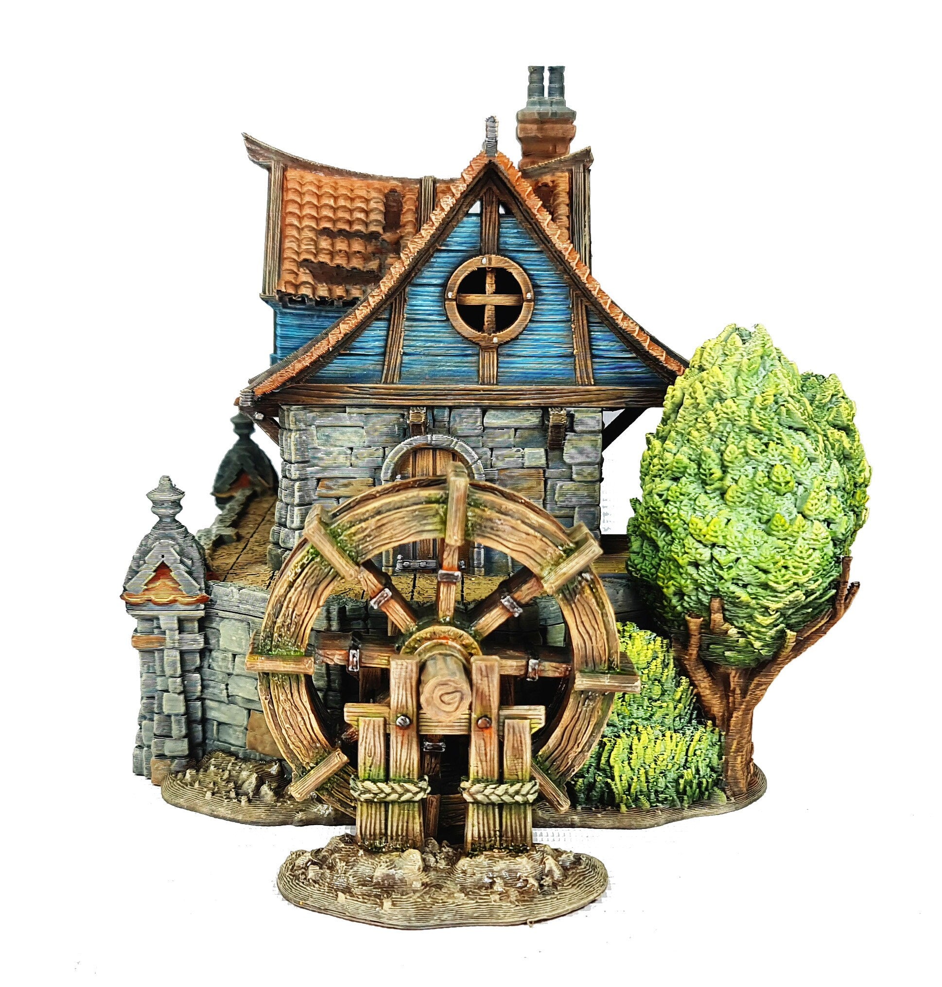 Medieval Town scenery building - Watermill House - PLA for Oldworld, Dungeon & Dragons, Frostgrave, Age of fantasy battle skirmish wargame