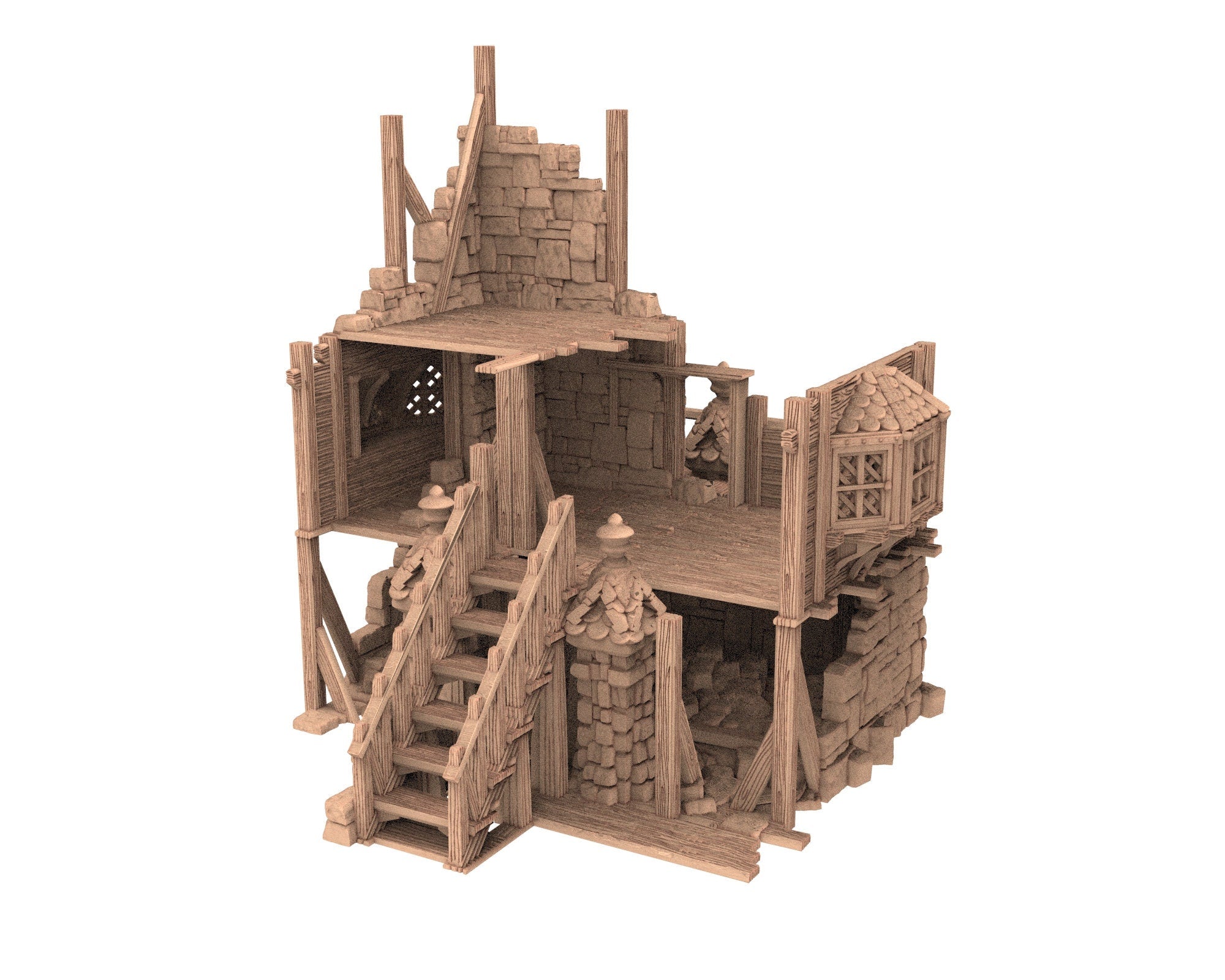 Medieval Town scenery building - House Ruin I - PLA for Oldworld, Dungeon & Dragons, Frostgrave, Age of fantasy battle skirmish wargame