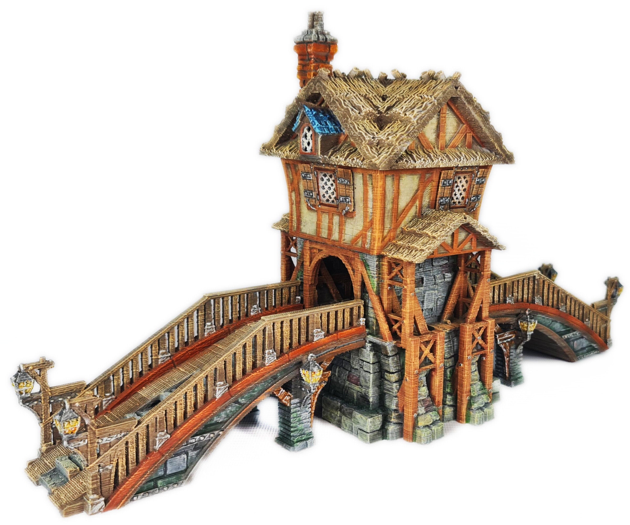 Medieval Town scenery building - Toll bridge - PLA for Oldworld, Dungeon & Dragons, Frostgrave, Age of fantasy battle skirmish wargame