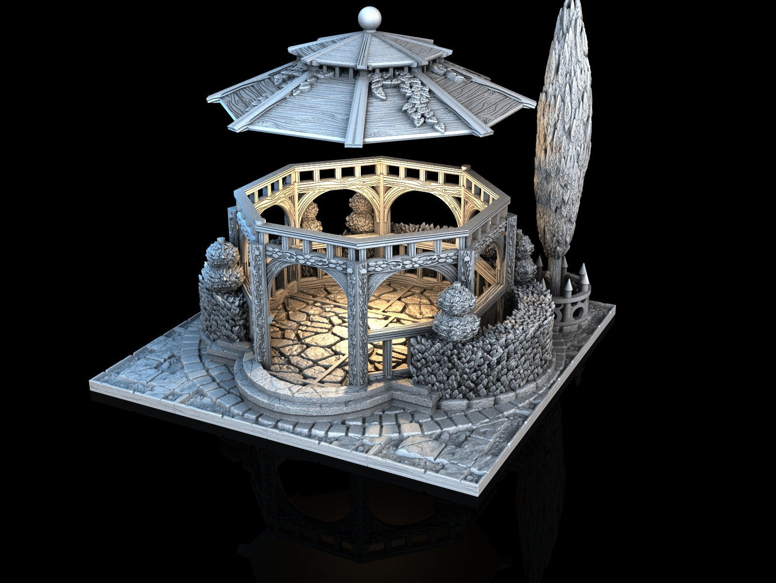 Medieval Town scenery building - Gazebo - PLA for Oldworld, Dungeon & Dragons, Frostgrave, Age of fantasy battle skirmish wargame