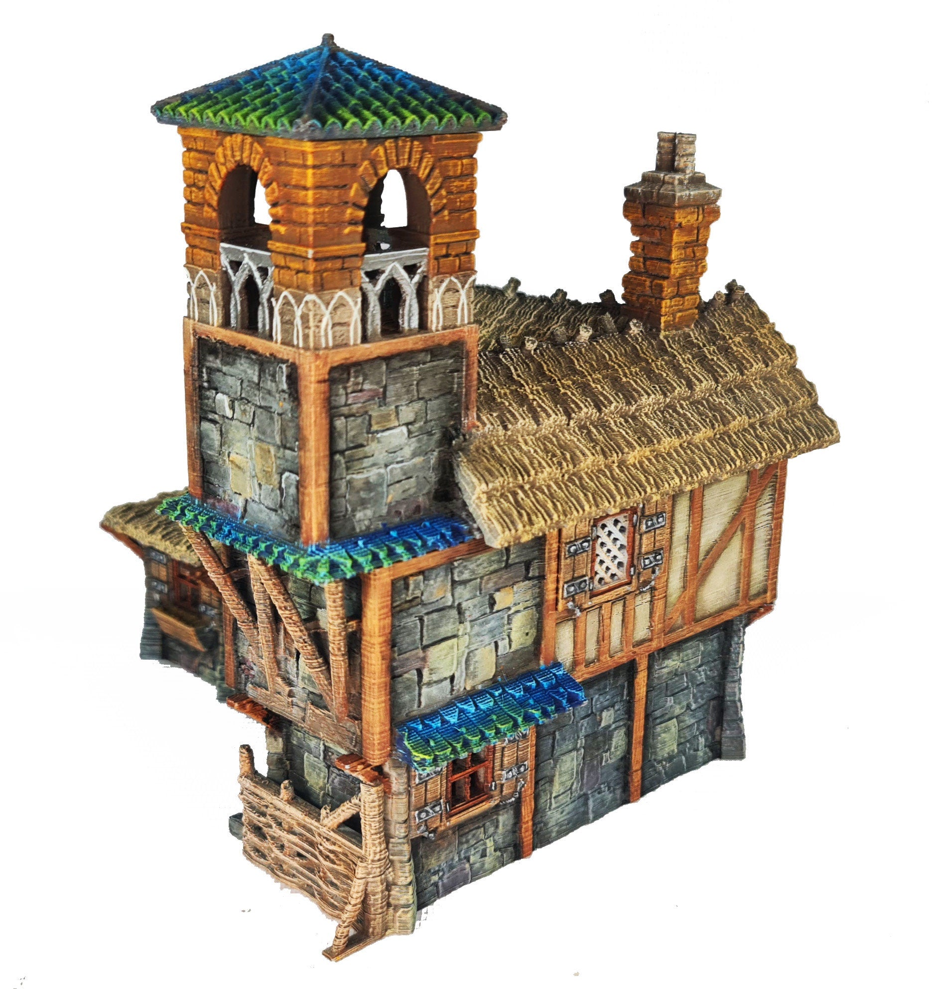 Medieval Town scenery building - Bell Tower Farm - PLA for Oldworld, Dungeon & Dragons, Frostgrave, Age of fantasy battle skirmish wargame