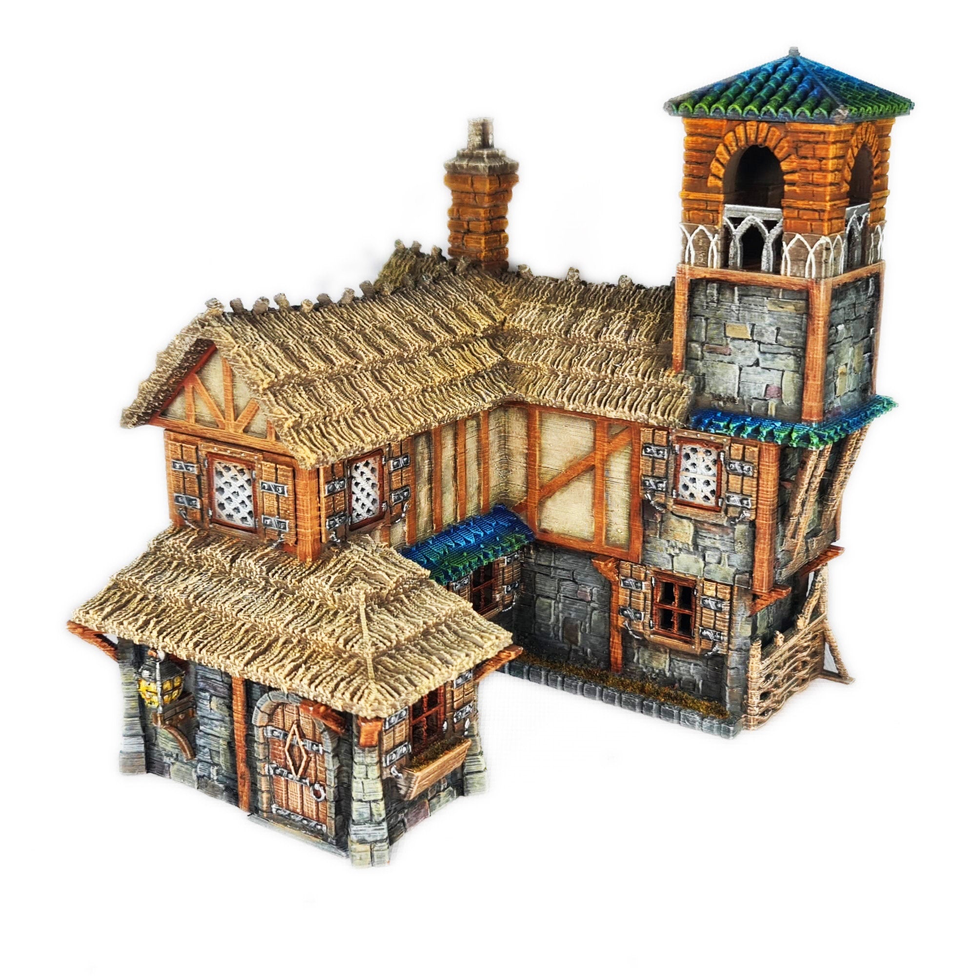 Medieval Town scenery building - Bell Tower Farm - PLA for Oldworld, Dungeon & Dragons, Frostgrave, Age of fantasy battle skirmish wargame