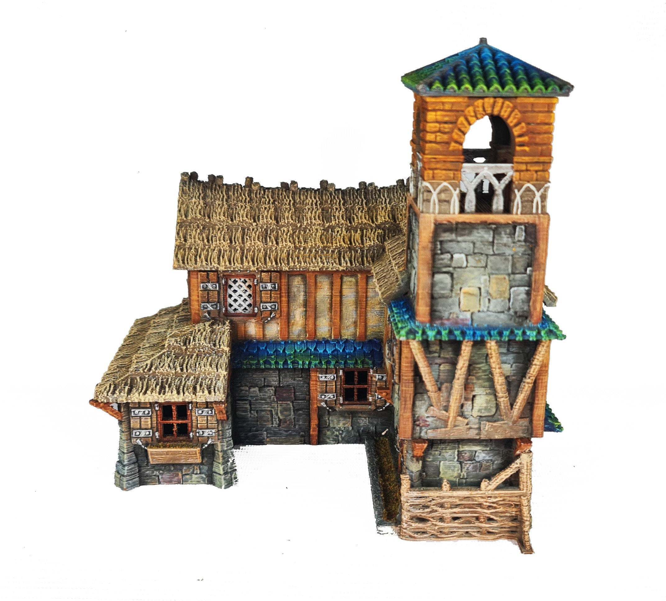 Medieval Town scenery building - Bell Tower Farm - PLA for Oldworld, Dungeon & Dragons, Frostgrave, Age of fantasy battle skirmish wargame