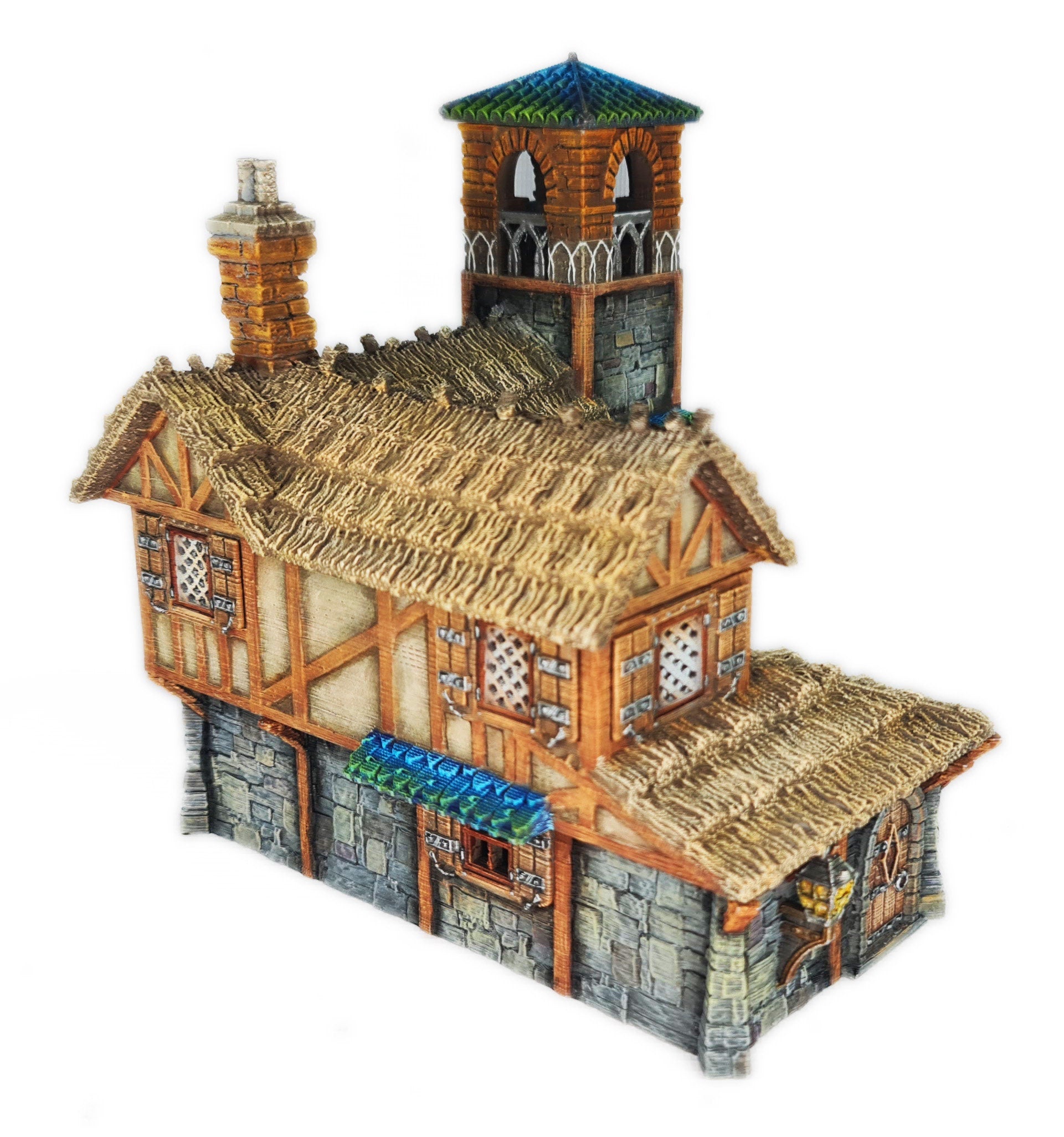 Medieval Town scenery building - Bell Tower Farm - PLA for Oldworld, Dungeon & Dragons, Frostgrave, Age of fantasy battle skirmish wargame