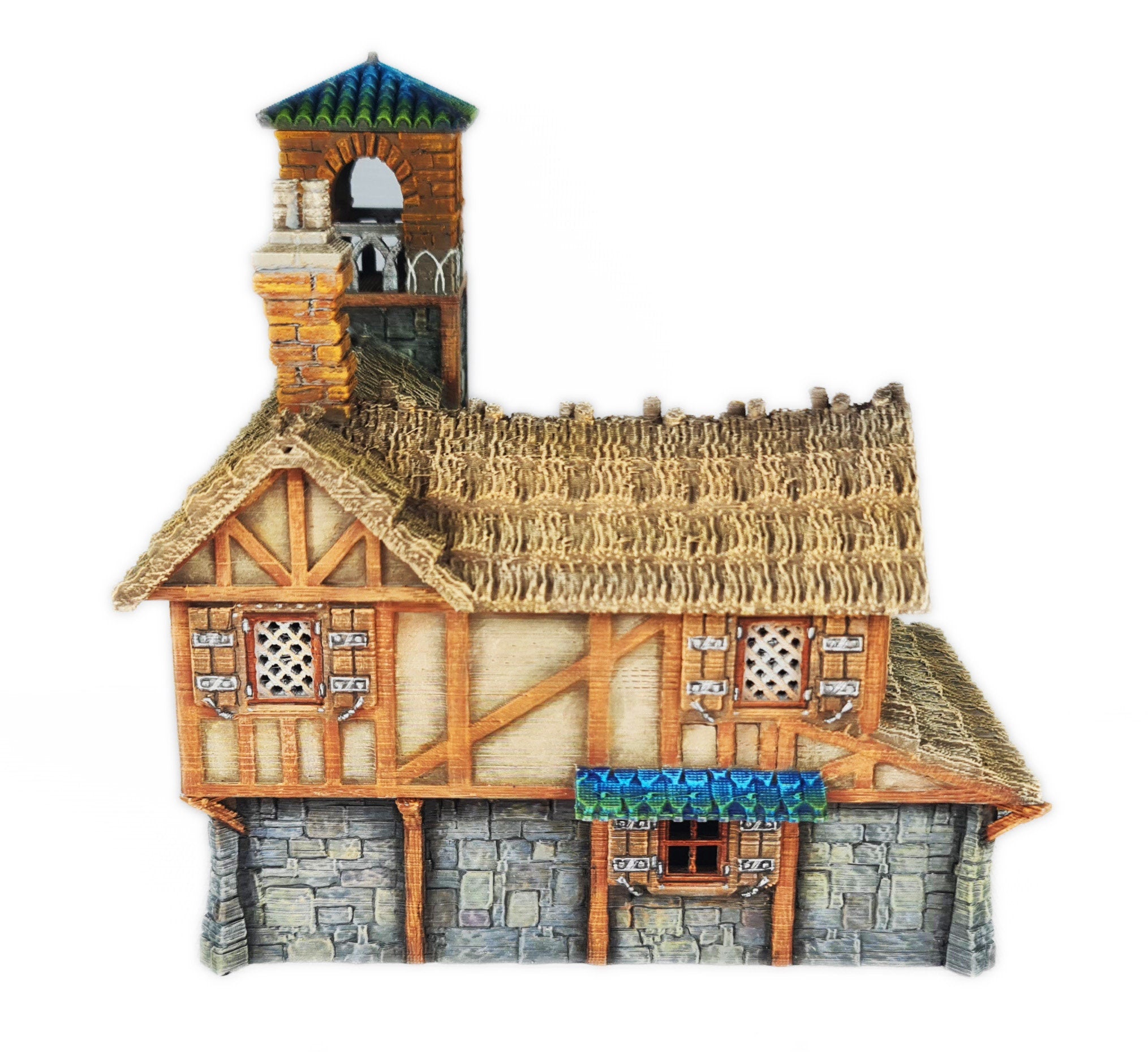 Medieval Town scenery building - Bell Tower Farm - PLA for Oldworld, Dungeon & Dragons, Frostgrave, Age of fantasy battle skirmish wargame
