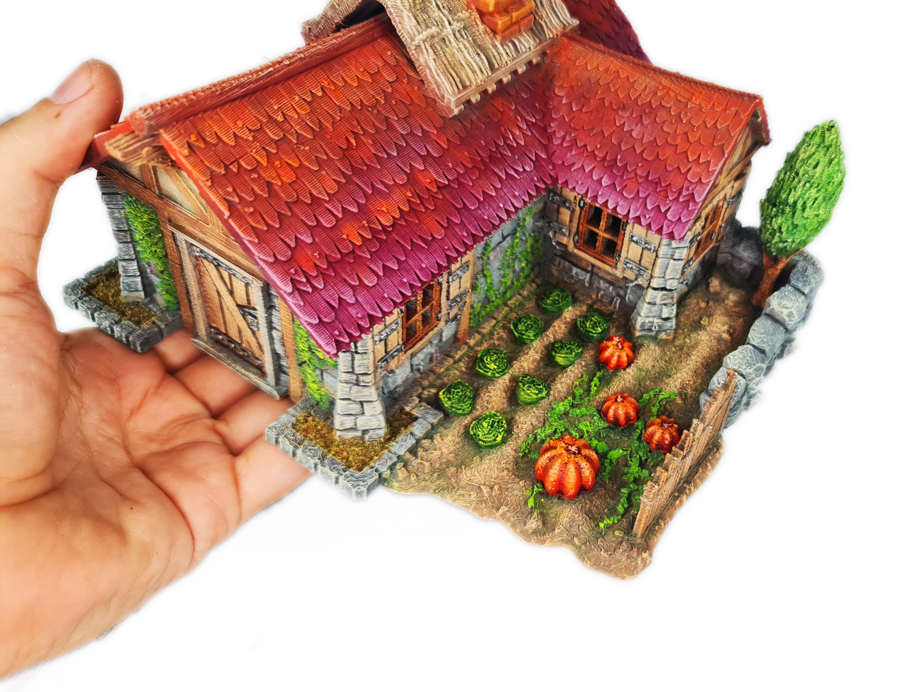 Medieval Town scenery building - Pumpkin Cottage - PLA for Oldworld, Dungeon & Dragons, Frostgrave, Age of fantasy battle skirmish wargame