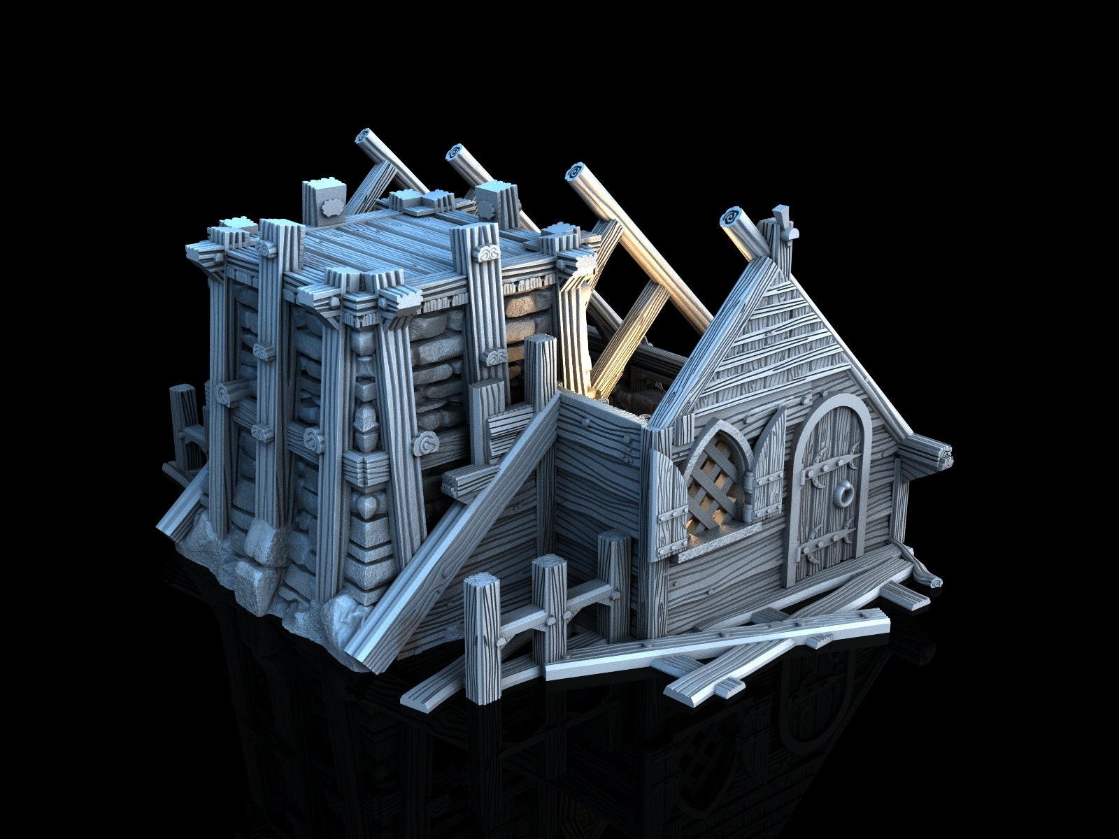 Medieval Town scenery building - Ruin 2 - PLA for Oldworld, Dungeon & Dragons, Frostgrave, Age of fantasy battle skirmish wargame