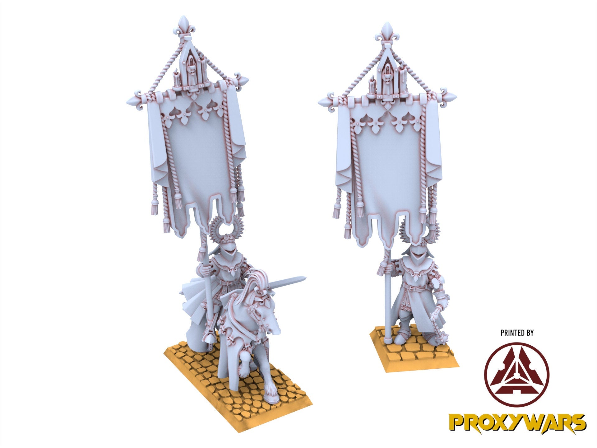 Arthurian Knights - Gallia Battle Standard Bearers, for Oldhammer, king of wars, 9th age, Highlands Miniatures