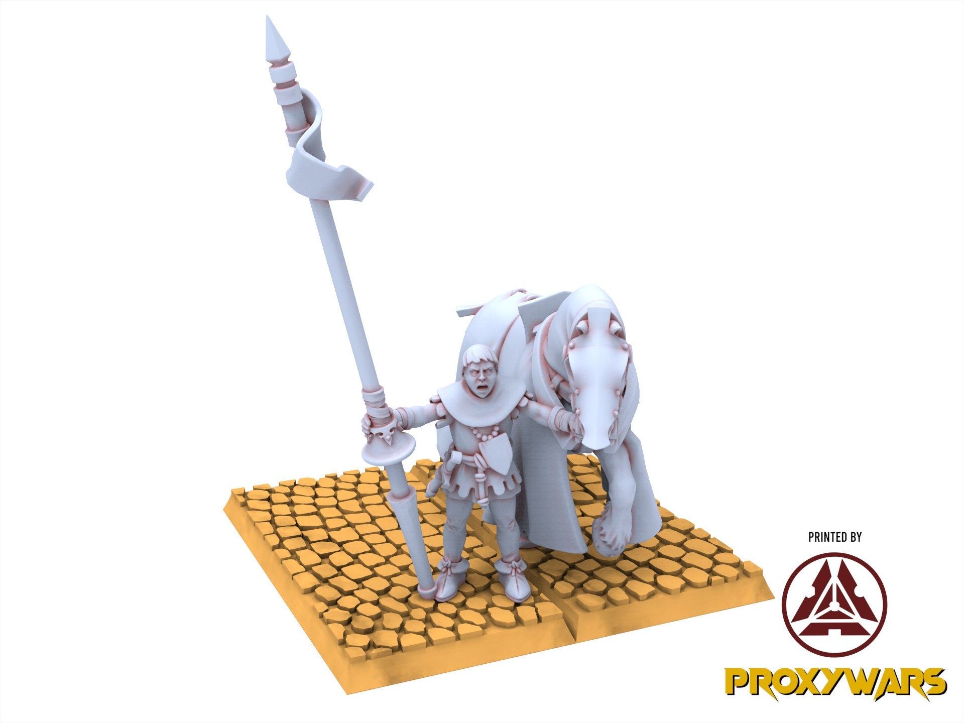 Arthurian Knights - Gallia Squire Holding a Horse, for Oldhammer, king of wars, 9th age, Highlands Miniatures