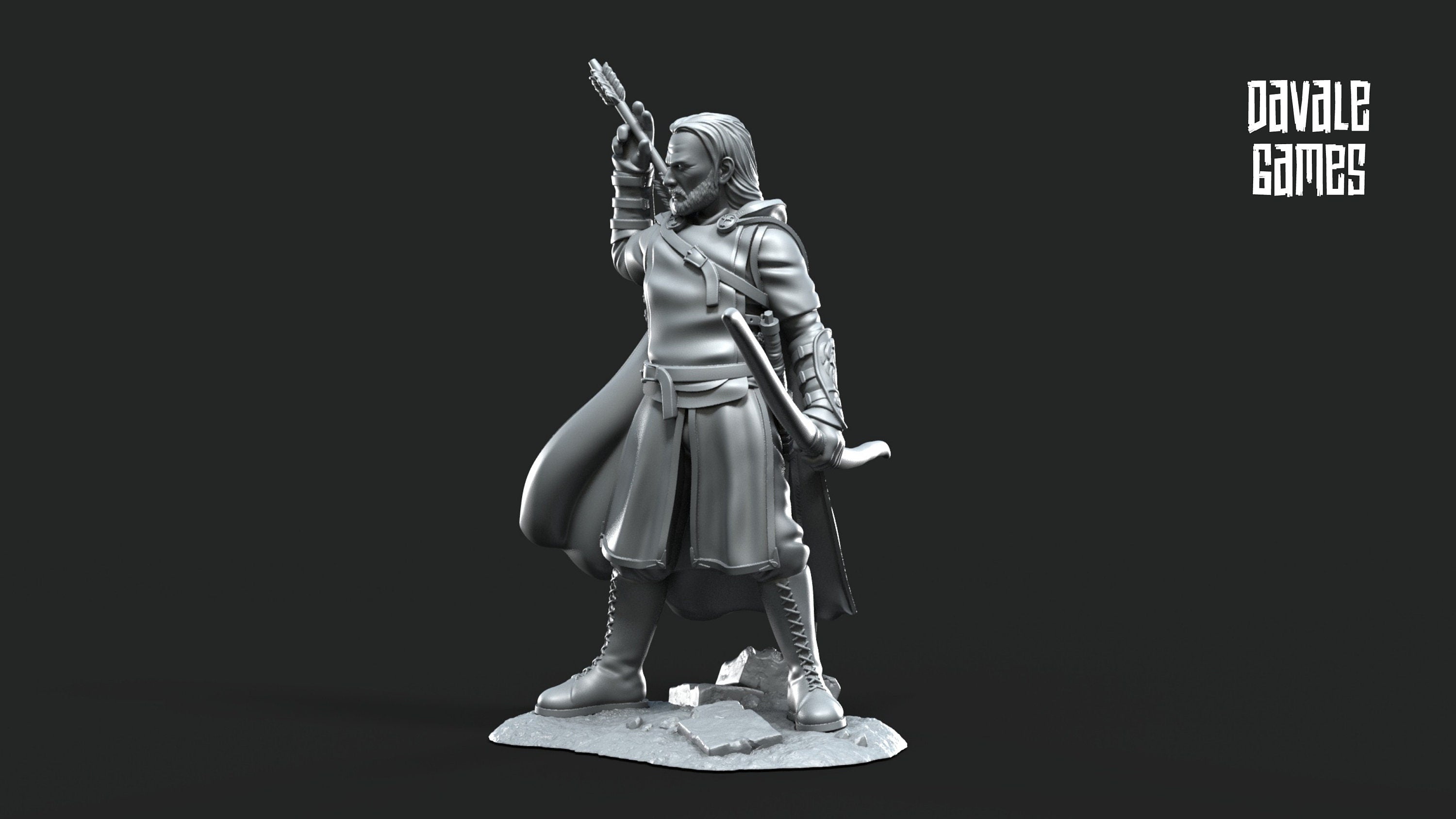 Gandor - Grey Castle Damord, Captain of Rangers, Banner Protectors of the shire, miniatures for wargame D&D, Lotr...