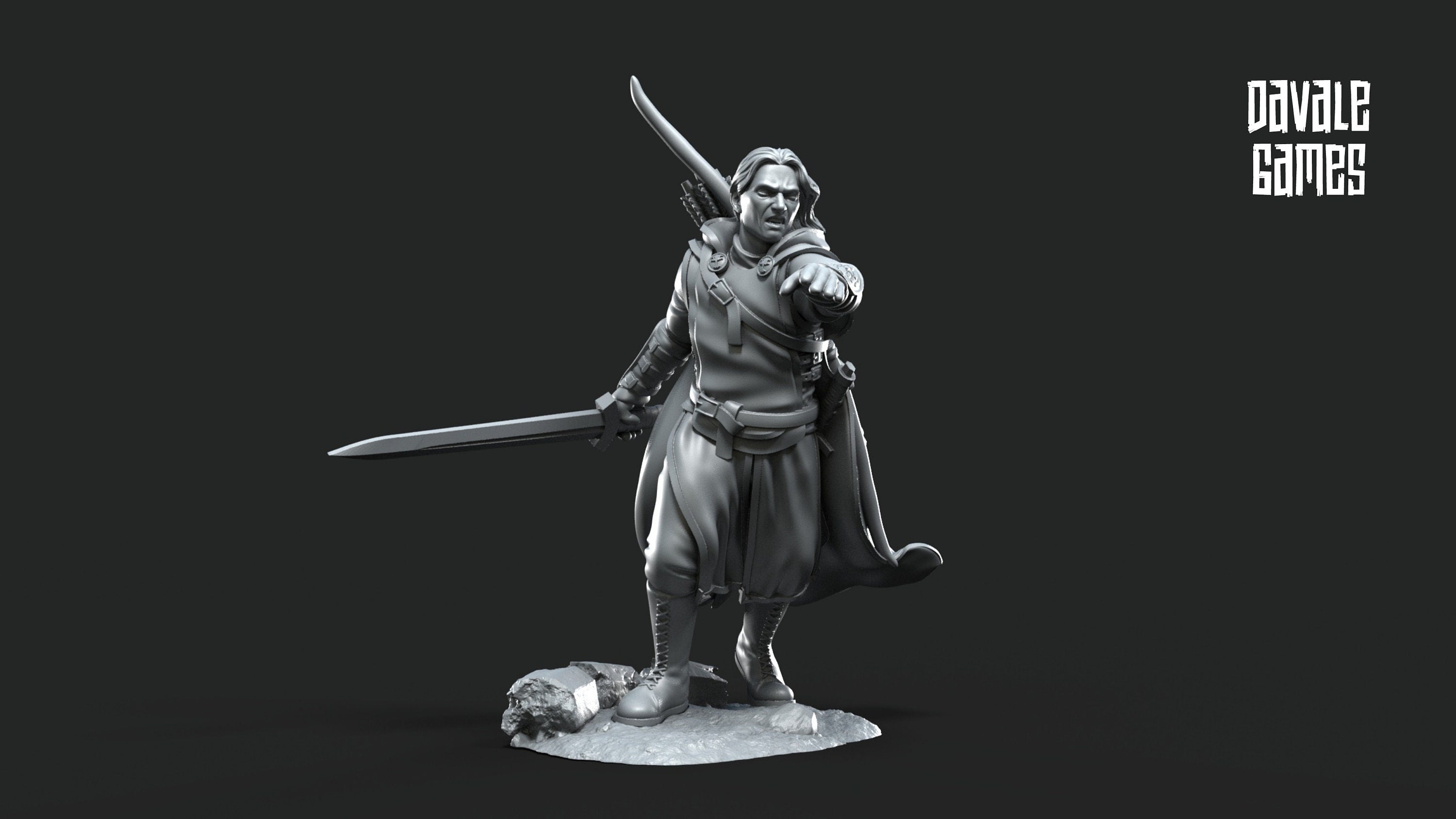 Gandor - Grey Castle Madir, Captain of Rangers, Banner Protectors of the shire, miniatures for wargame D&D, Lotr...