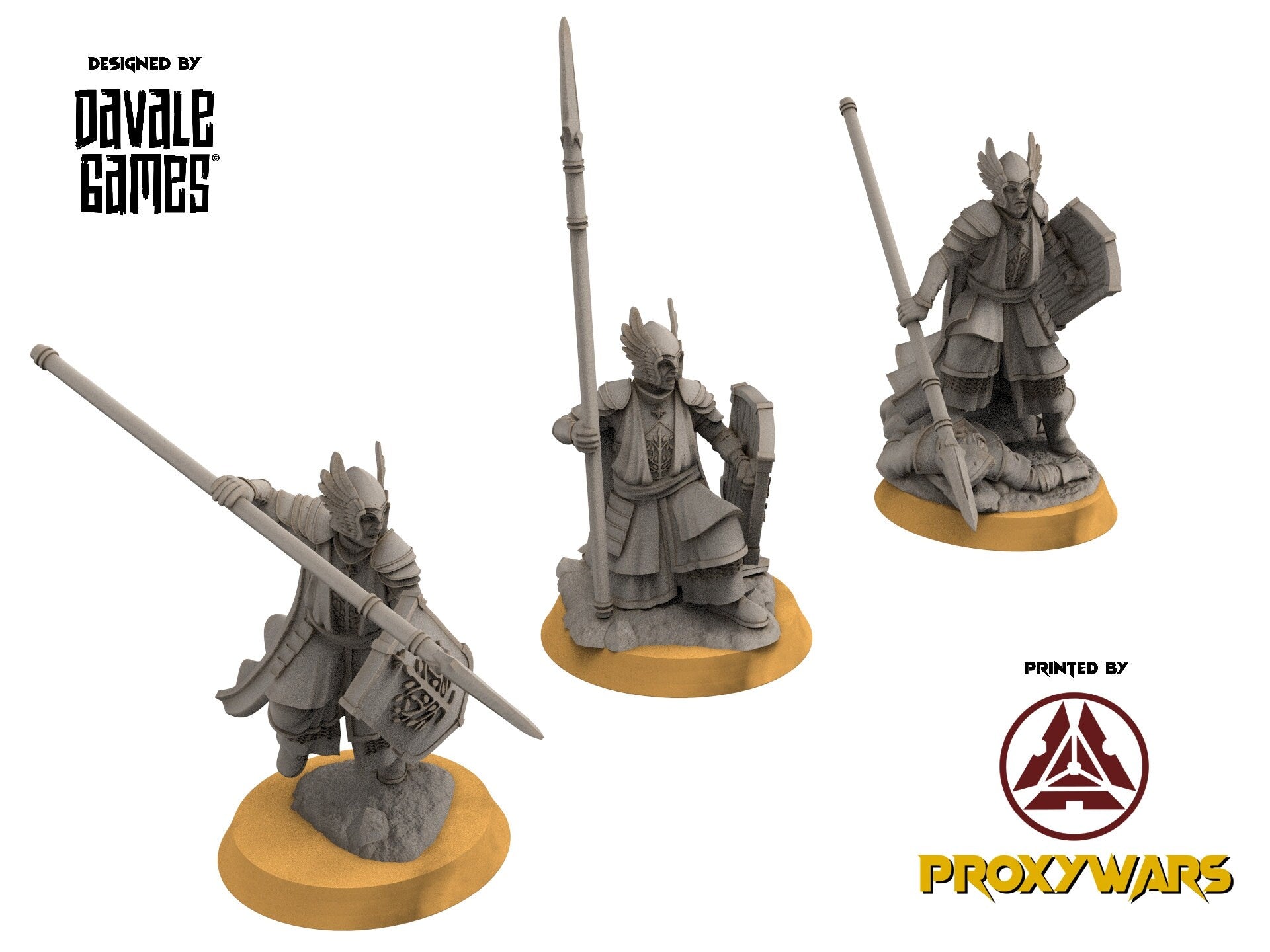 Ornor - Grey Castle 3x Guards of the Grey Tree foot, Banner Protectors of the shire, miniatures for wargame D&D, Lotr...