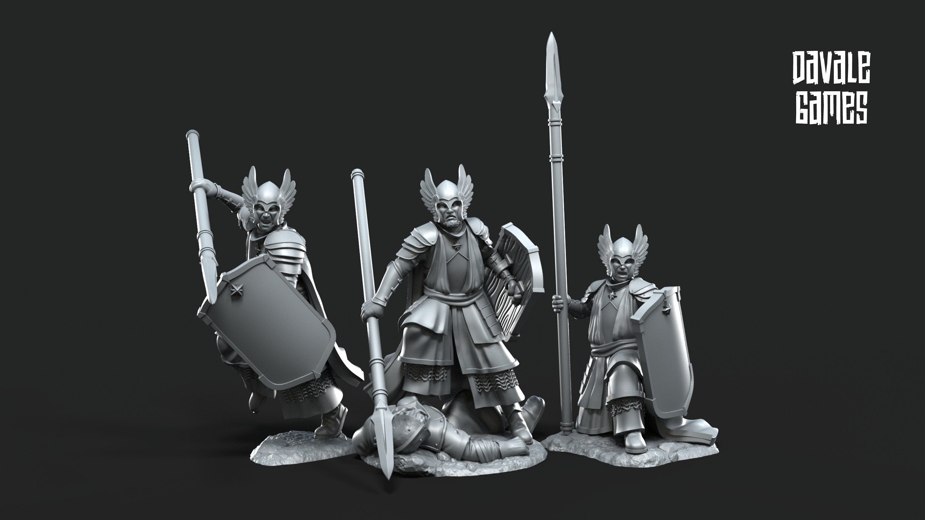 Gandor - Grey Castle 3x Guards of the Grey Tree foot, Banner Protectors of the shire, miniatures for wargame D&D, Lotr...