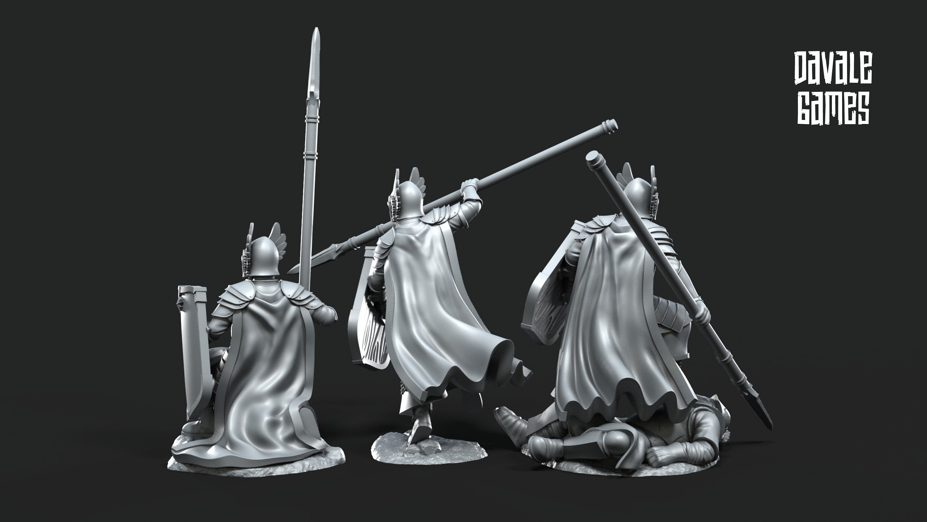 Gandor - Grey Castle 3x Guards of the Grey Tree foot, Banner Protectors of the shire, miniatures for wargame D&D, Lotr...