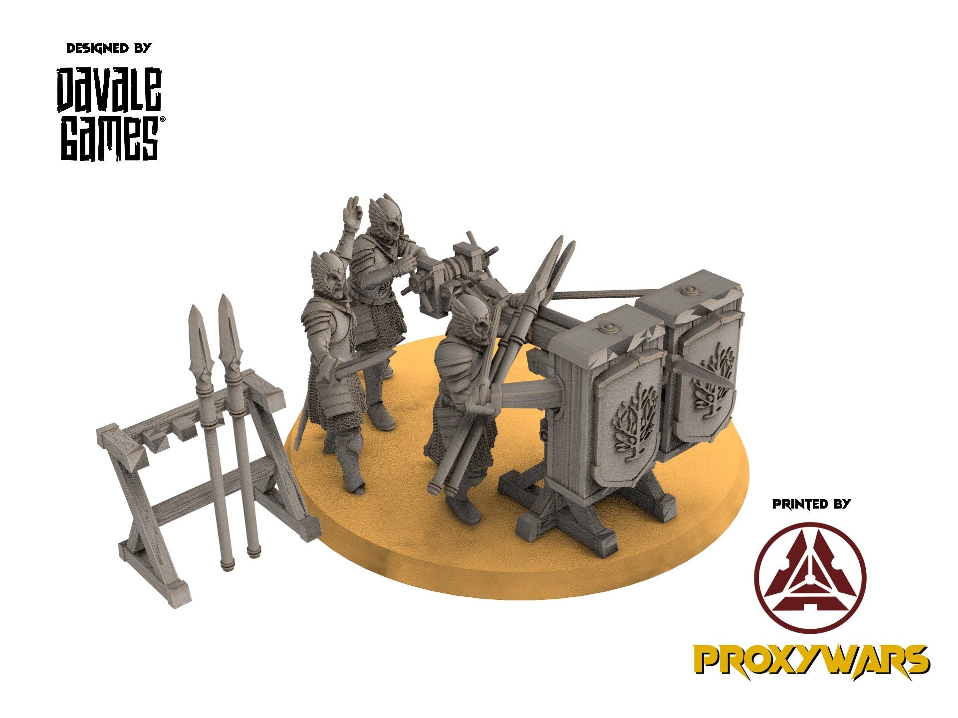 Gandor - Grey Castle Rocket Launcher with Dotation, Banner Protectors of the shire, miniatures for wargame D&D, Lotr...