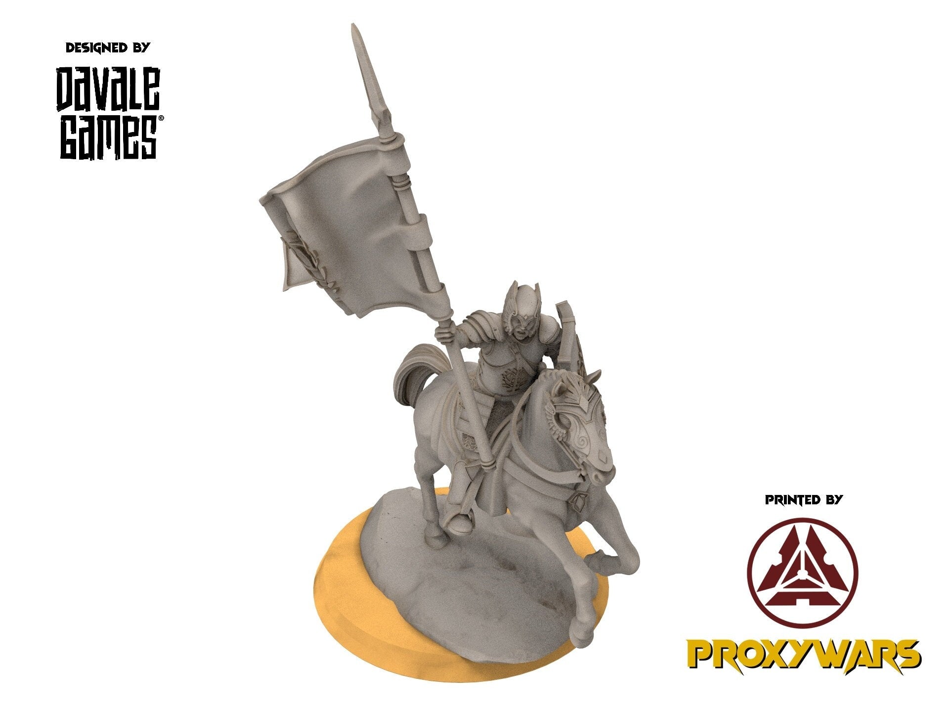 Gandor - Grey Castle Banner Mounted, Banner Protectors of the shire, miniatures for wargame D&D, Lotr...