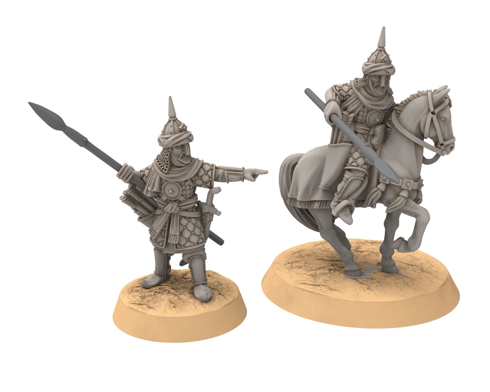Harad - Southron Cheiftan mounted, Berber nomads, Harad Bedouin Arabs Sarazins Medbury miniatures for wargame D&D, Lotr...