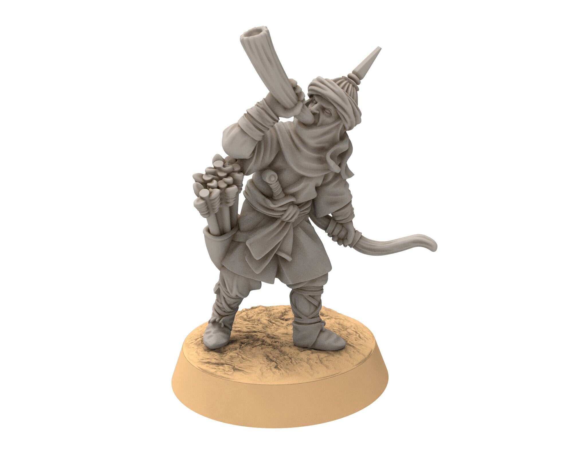 Harad - Southron Horn Blower on foot, Berber nomads, Harad Bedouin Arabs Sarazins Medbury miniatures for wargame D&D, Lotr...