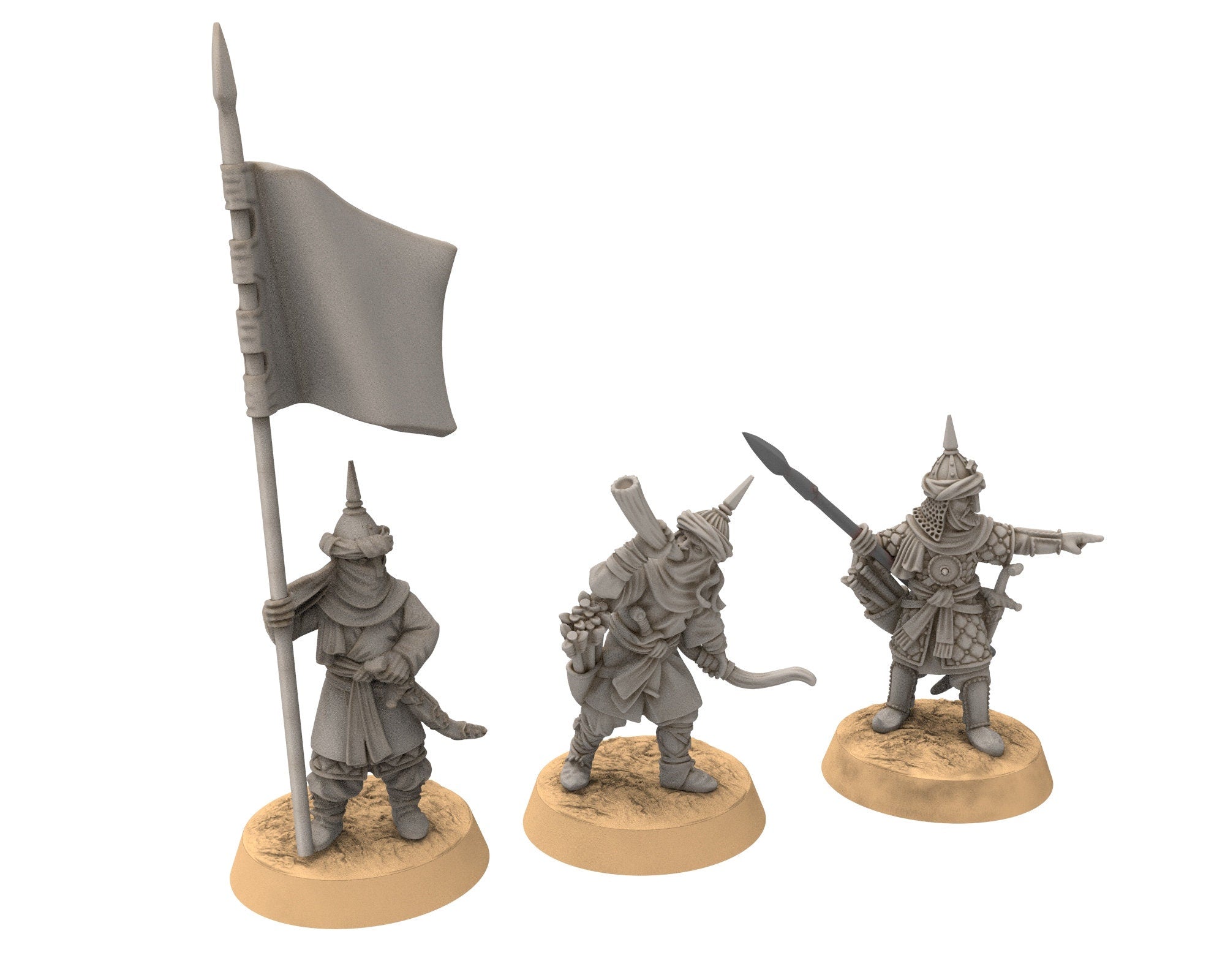 Harad - Southron Banner on foot, Berber nomads, Harad Bedouin Arabs Sarazins Medbury miniatures for wargame D&D, Lotr...