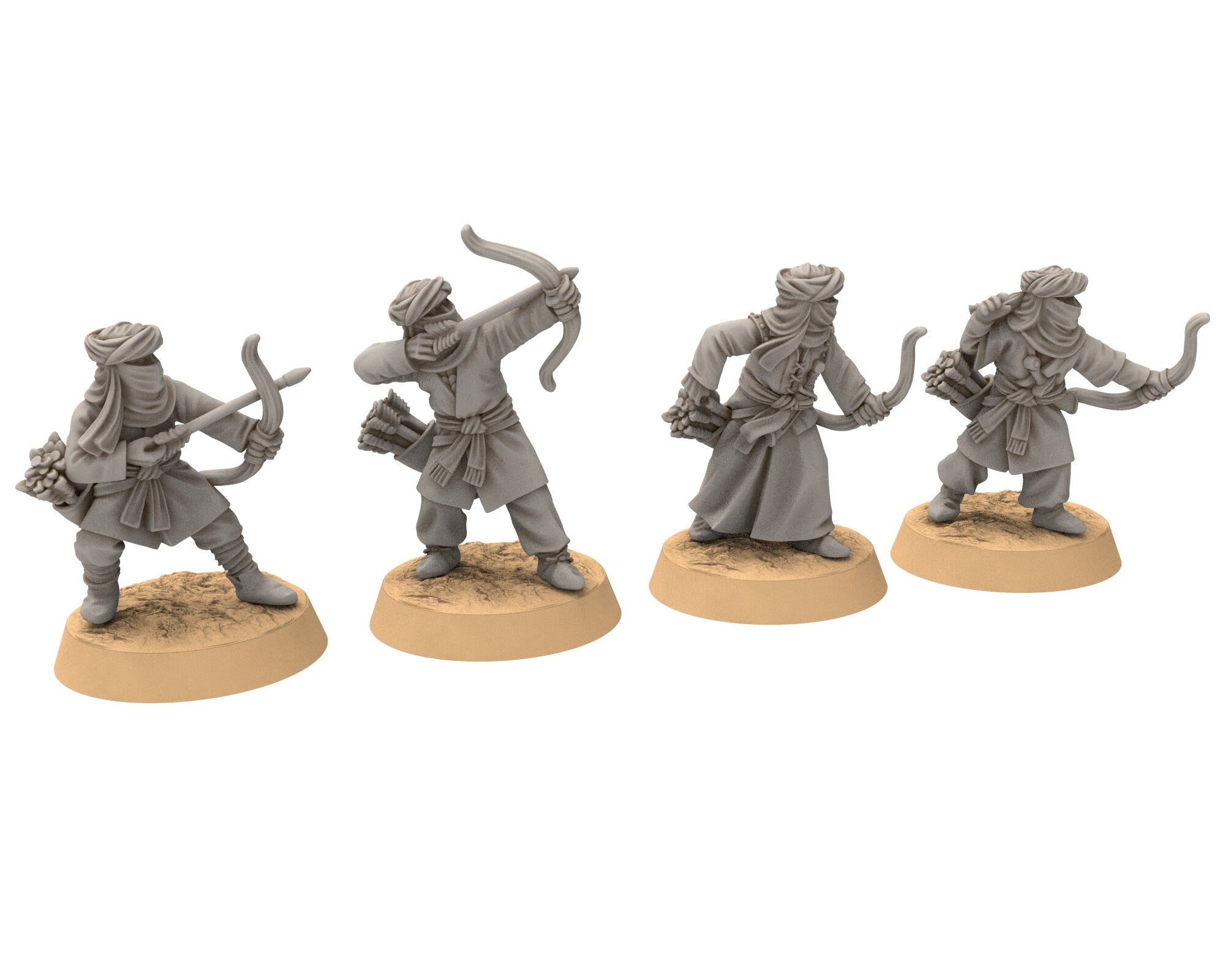 Harad - Southron Conscript with Spears on foot, Berber nomads, Harad Bedouin Arabs Sarazins Medbury miniatures for wargame D&D, Lotr...