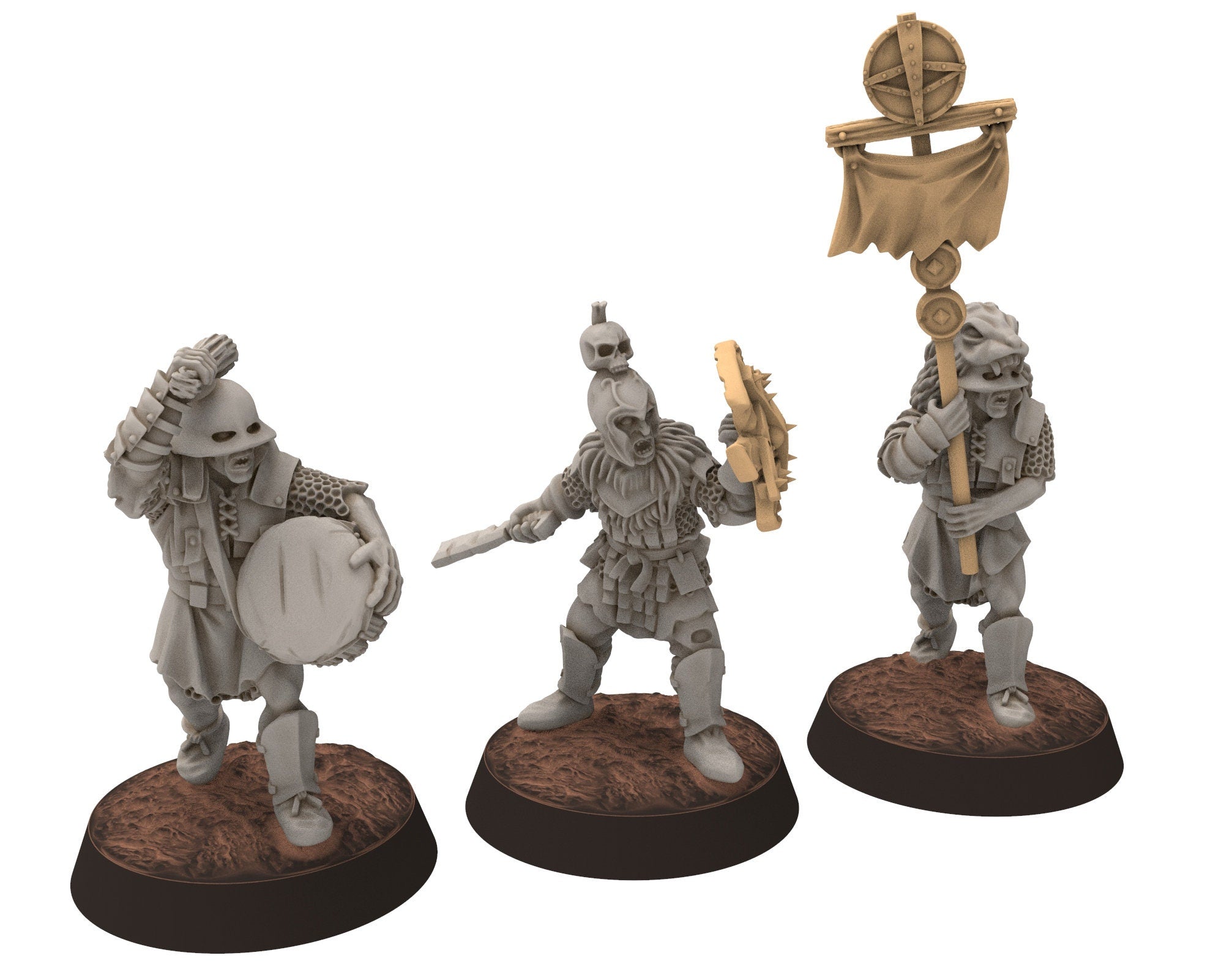 Orc horde - Orc Captain on foot, Orc warriors warband, Middle rings miniatures pour wargame D&D, SDA... Medbury miniatures