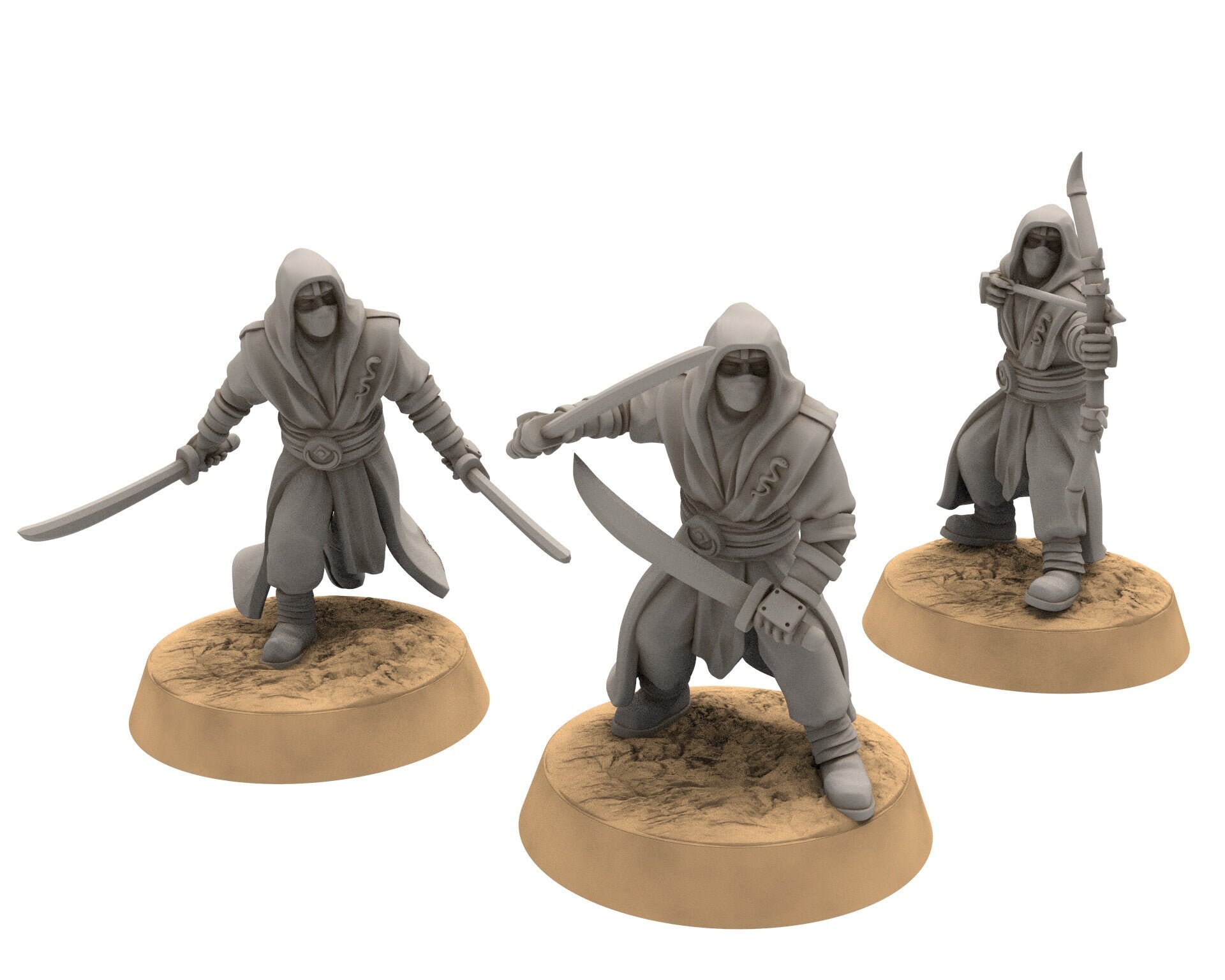 Harad - x2 Cobra Cult Command Pack, Berber nomads, Harad Bedouin Arabs Sarazins miniatures for wargame D&D, Lotr... Quatermaster3D