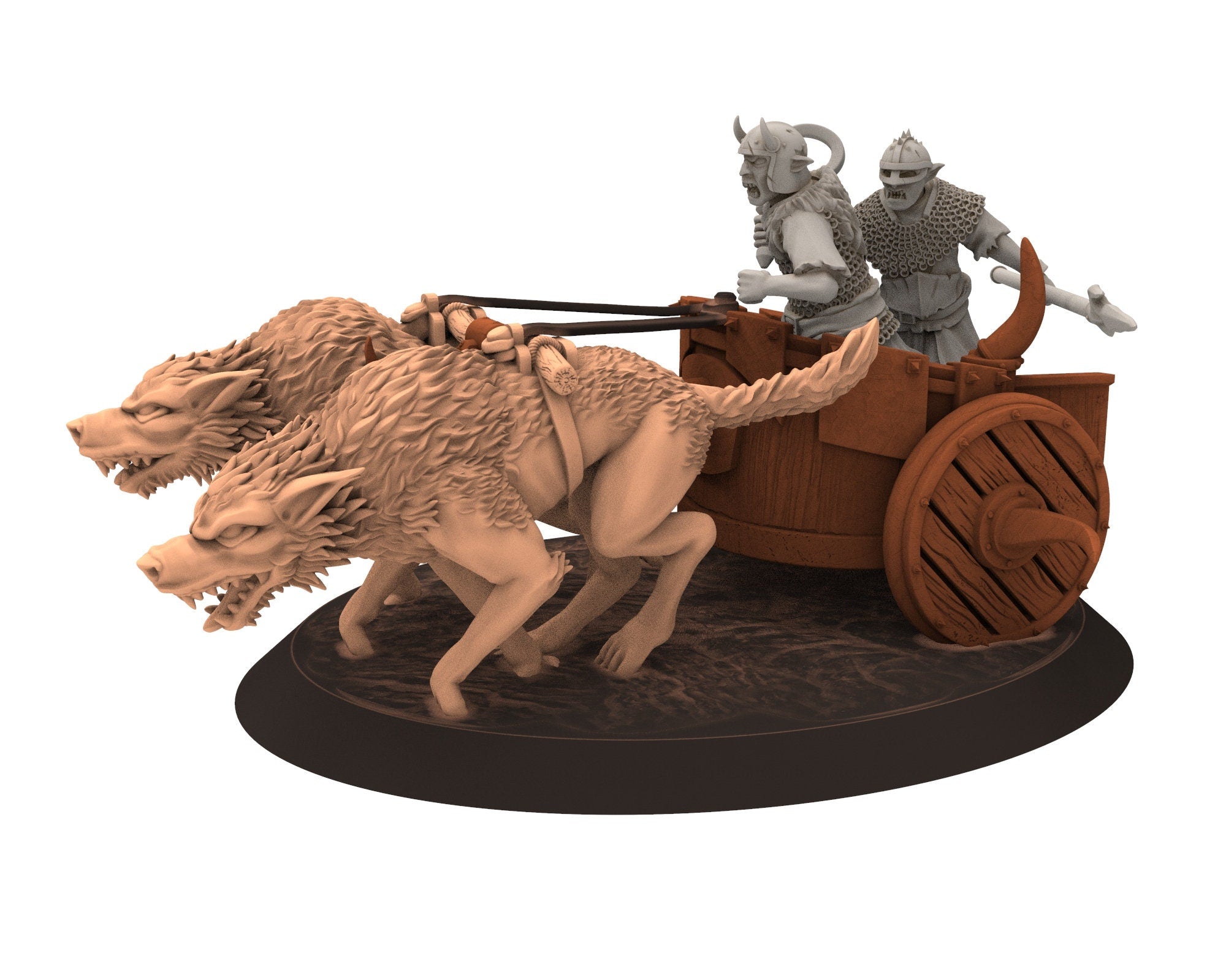 Orc horde - Chariot warriors warband, Middle rings miniatures for wargame D&D, LOTR, Frostgrave... Modular miniatures Quatermaster3D