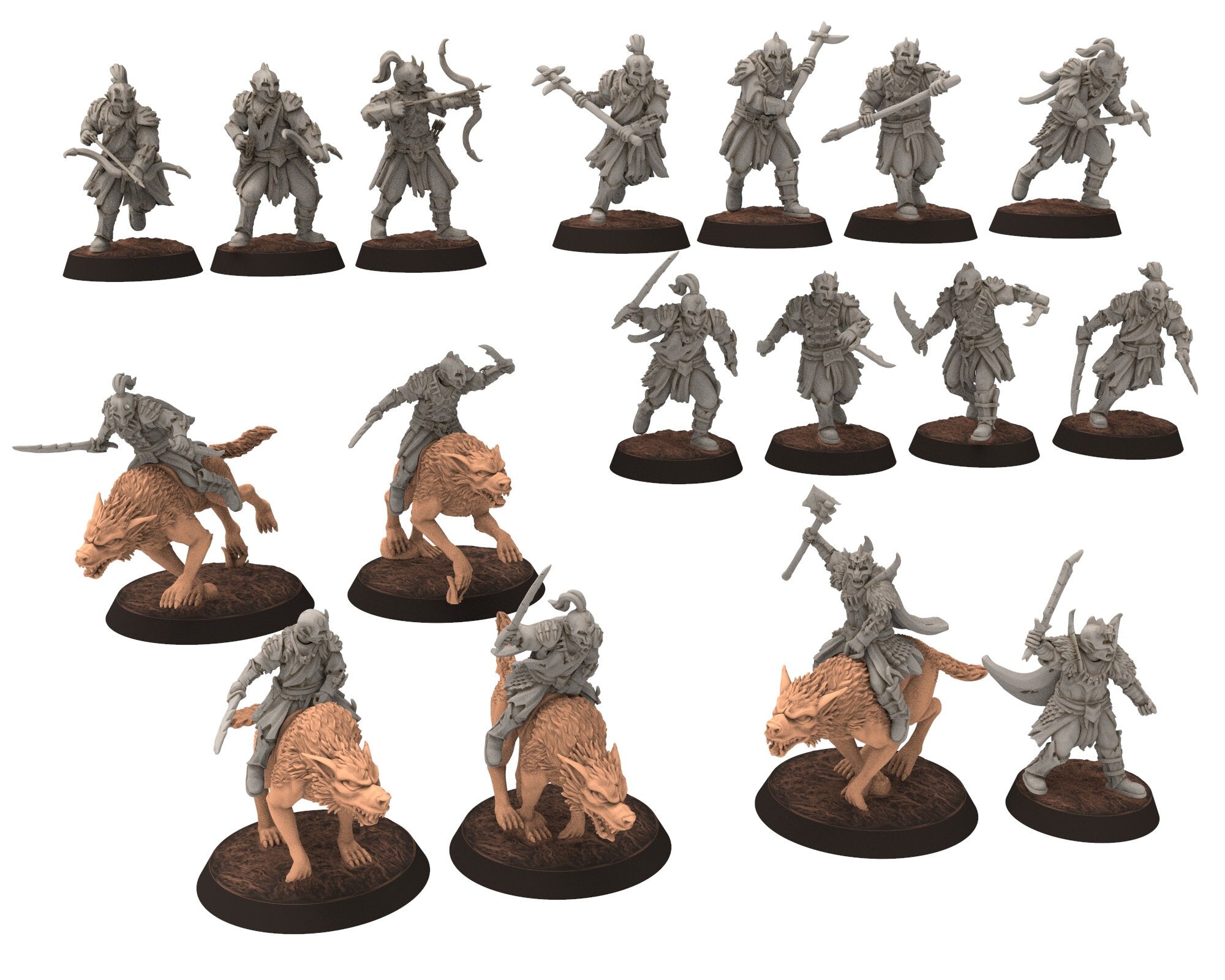 Orc horde - Scout Captain on foot warriors warband, Middle rings for wargame D&D, LOTR, Frostgrave... Modular miniatures Quatermaster3D