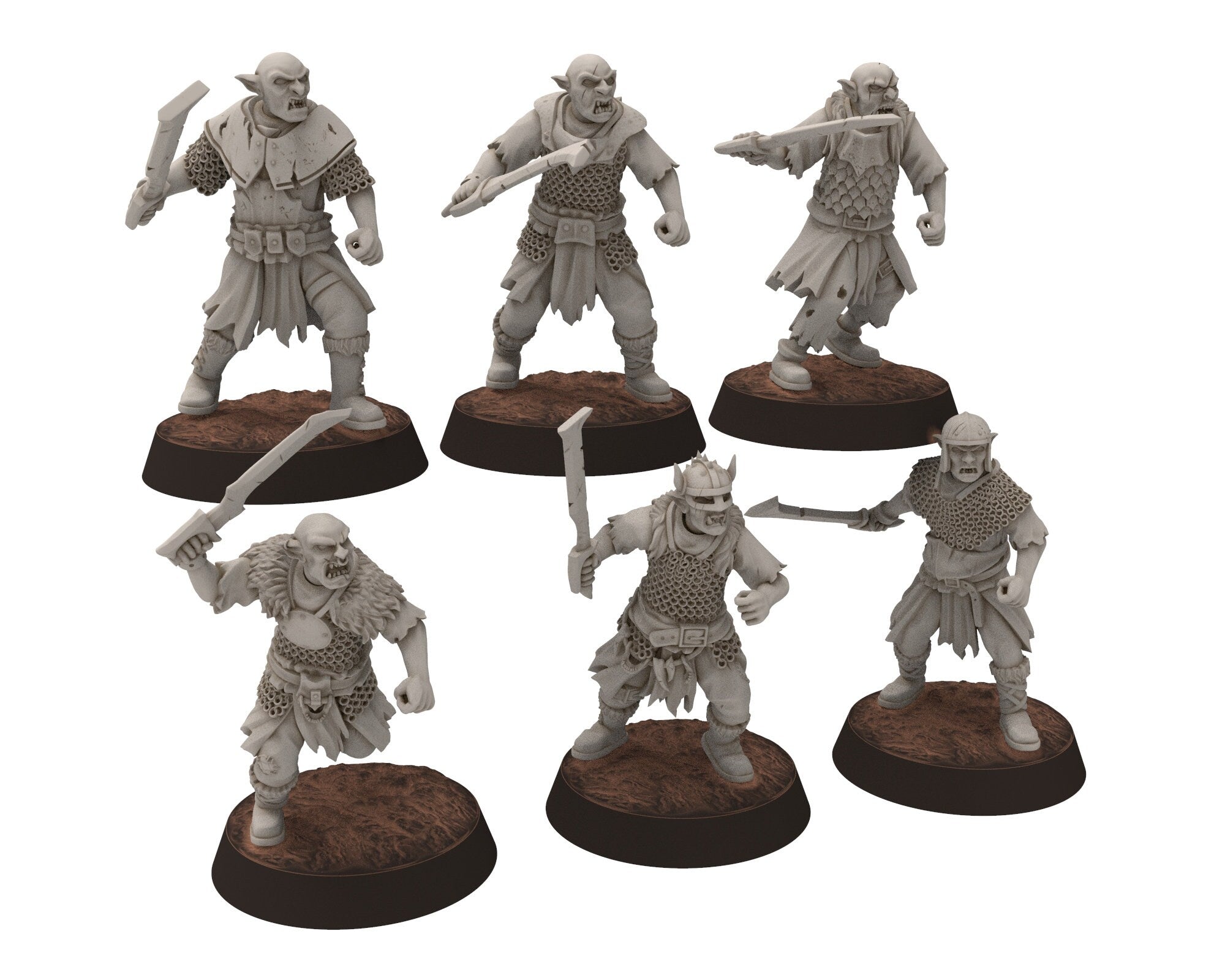 Orc horde - Patroll warriors warband, Middle rings miniatures for wargame D&D, LOTR, Frostgrave... Modular miniatures Quatermaster3D