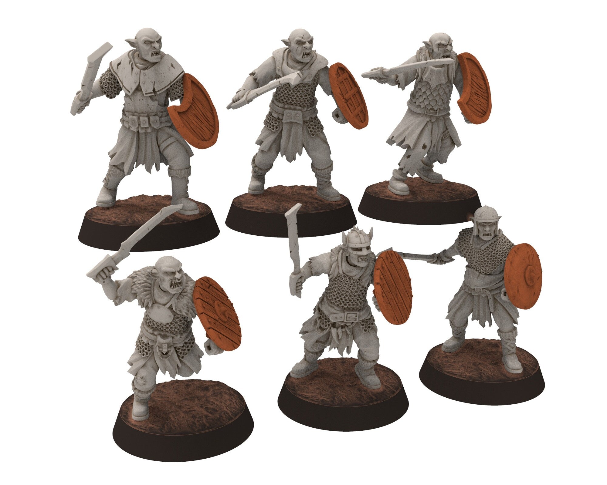 Orc horde - Patroll warriors warband, Middle rings miniatures for wargame D&D, LOTR, Frostgrave... Modular miniatures Quatermaster3D