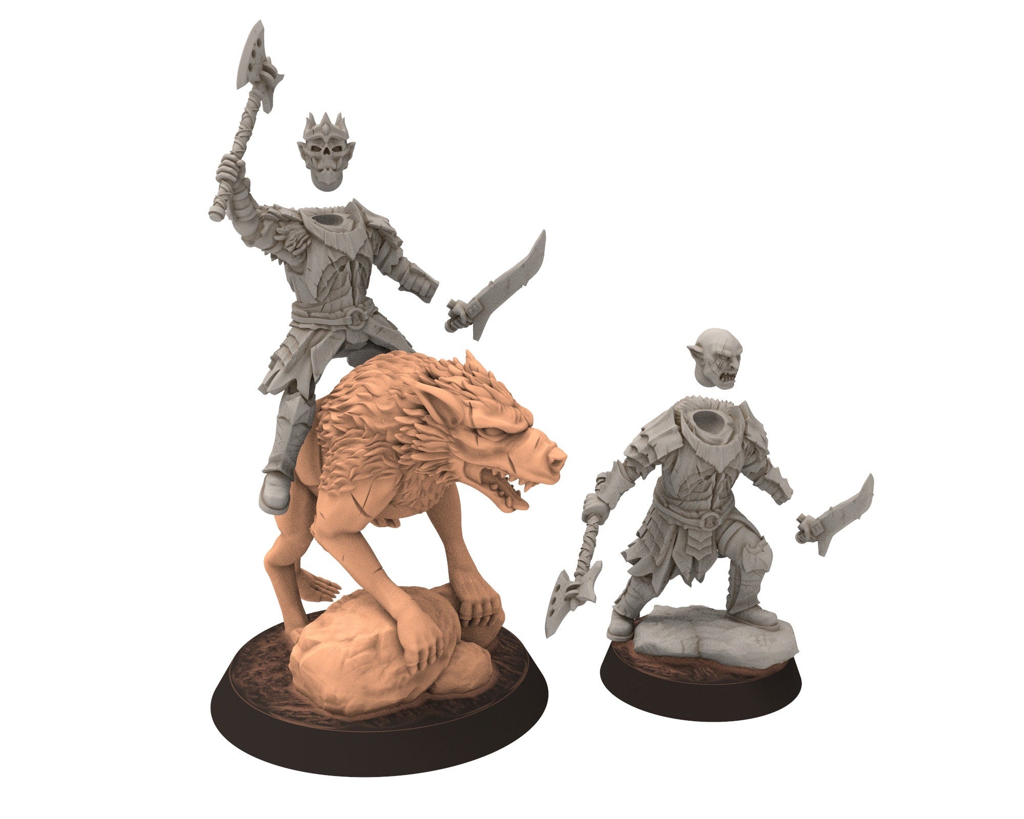 Orc horde - Heavy warriors Spear & Shield warband, Middle rings for wargame DnD, LOTR, Frostgrave... Modular miniatures Quatermaster3D