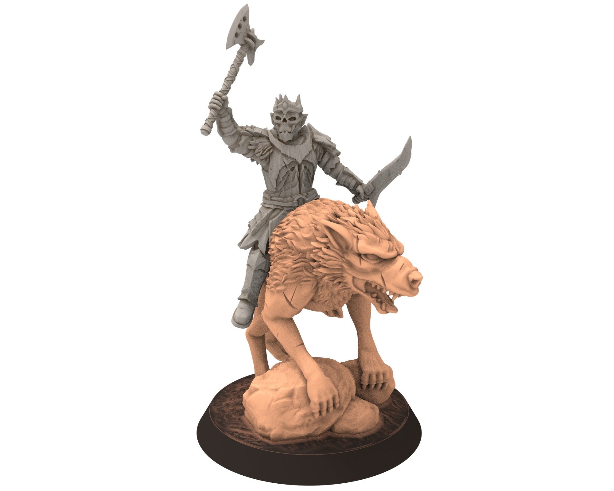 Orc horde - Fierce Warlord on wolf warriors warband, Middle rings for wargame DnD, LOTR, Frostgrave... Modular miniatures Quatermaster3D