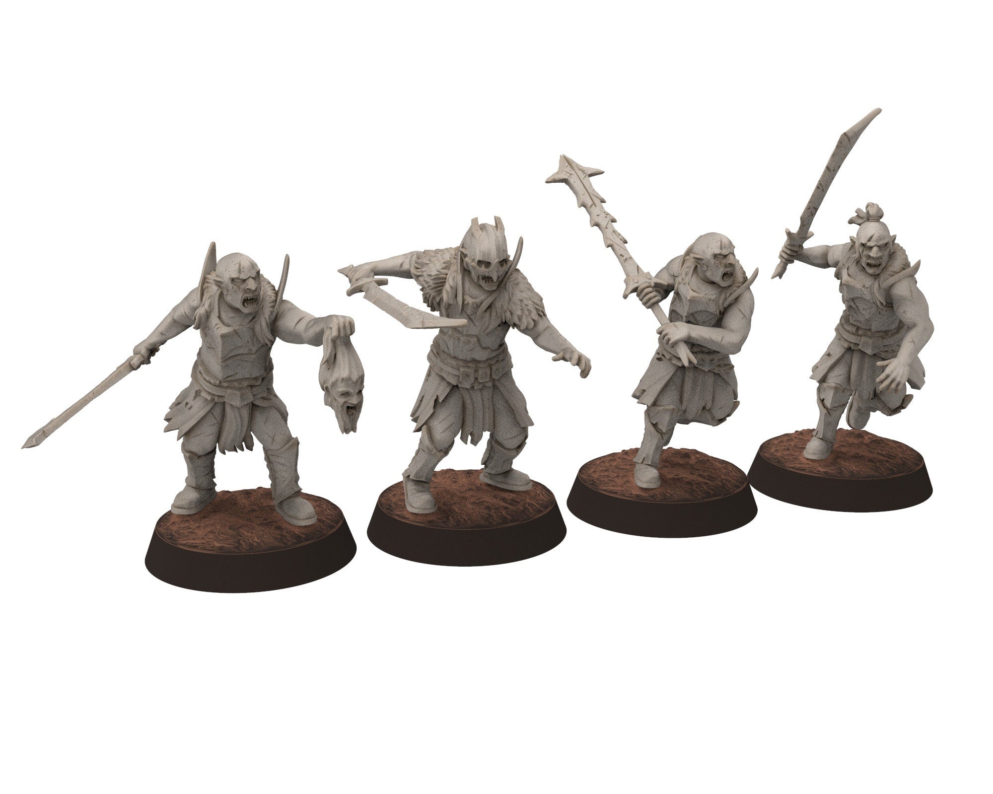 Orc horde - Berserkers warriors warband, Middle rings for wargame D&D, LOTR, Frostgrave... Modular miniatures Quatermaster3D