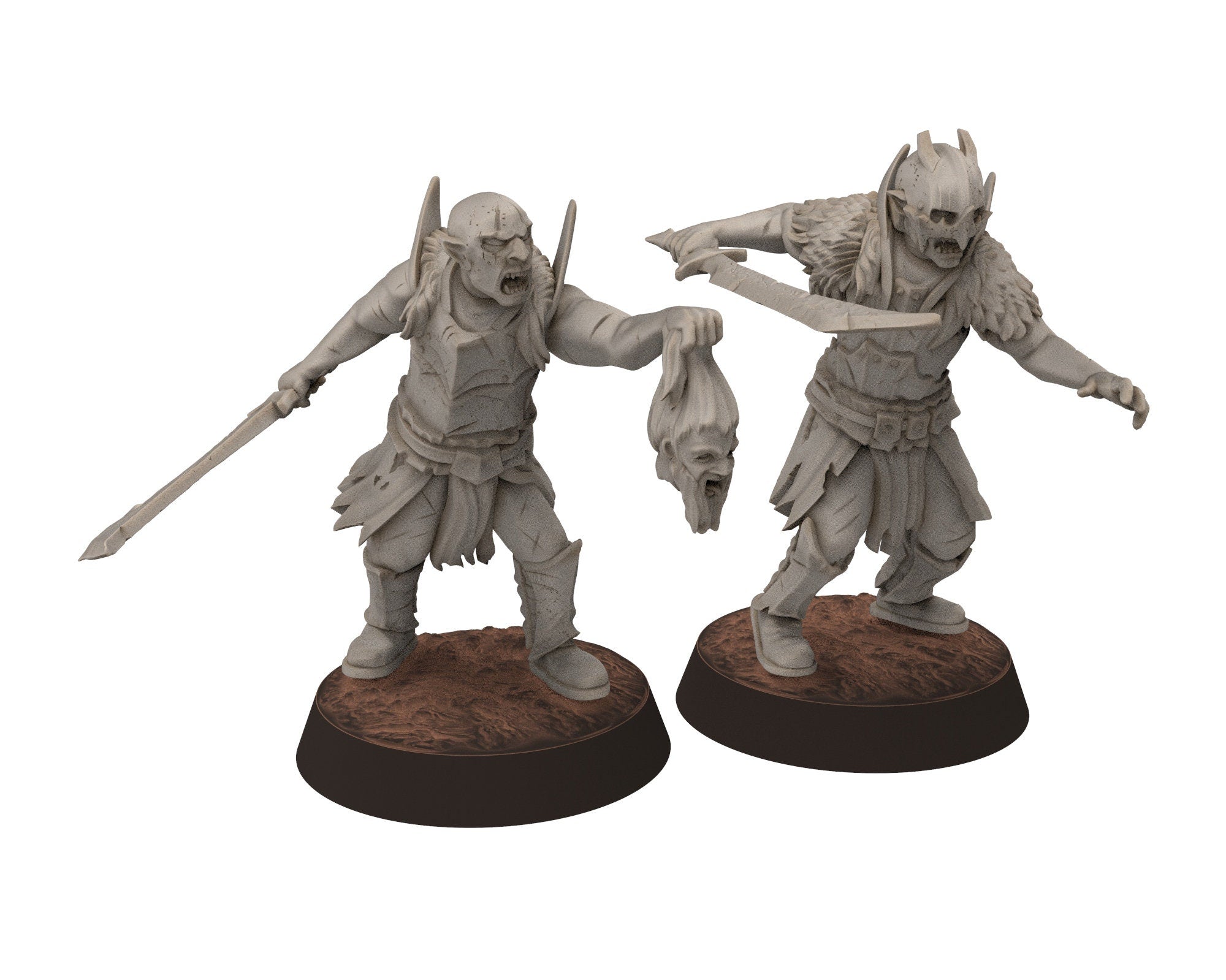 Orc horde - Line Breakers Spearmen warriors warband, Middle rings for wargame D&D, LOTR, Frostgrave... Modular miniatures Quatermaster3D