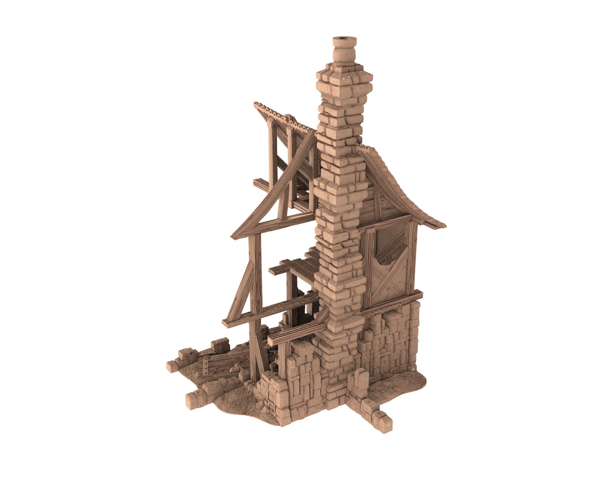 Medieval Town scenery building - House In Ruins - PLA for Oldworld, Dungeon & Dragons, Frostgrave, Fantasy battle skirmish wargame