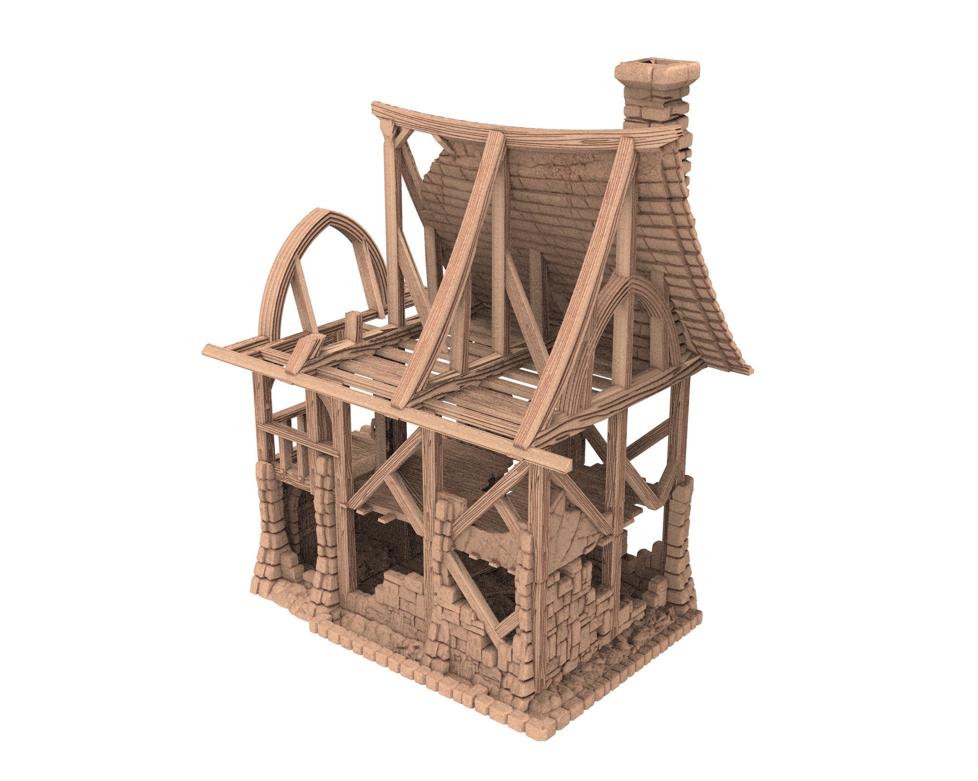 Medieval Town scenery building - Beetroot House in Ruins - PLA for Oldworld, Dungeon & Dragons, Frostgrave, Fantasy battle skirmish wargame