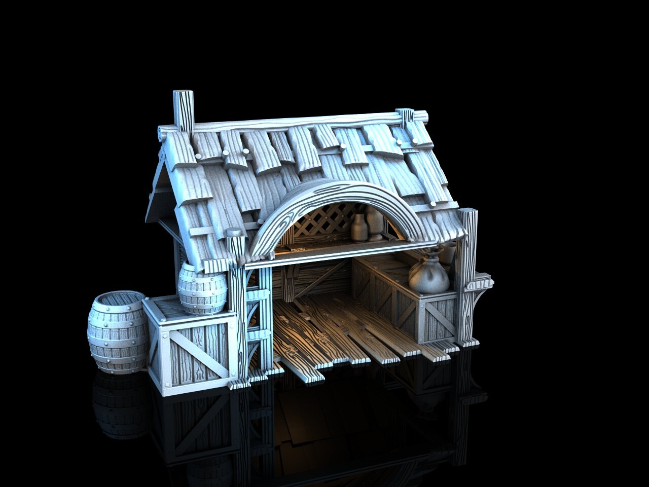 Medieval Town scenery building - Market Stall - PLA for Oldworld, Dungeon & Dragons, Frostgrave, Fantasy battle, skirmish wargame