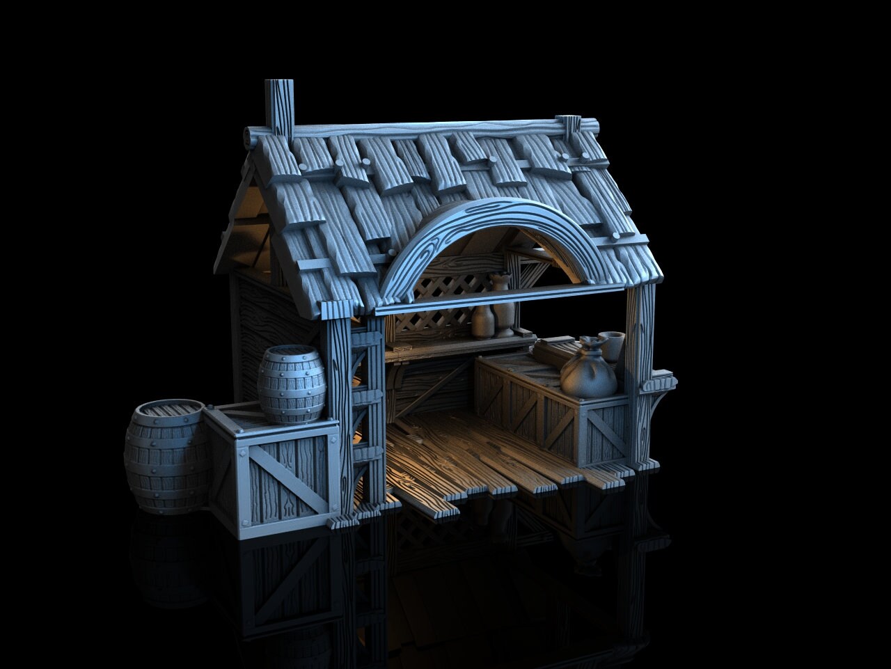 Medieval Town scenery building - Market Stall - PLA for Oldworld, Dungeon & Dragons, Frostgrave, Fantasy battle, skirmish wargame