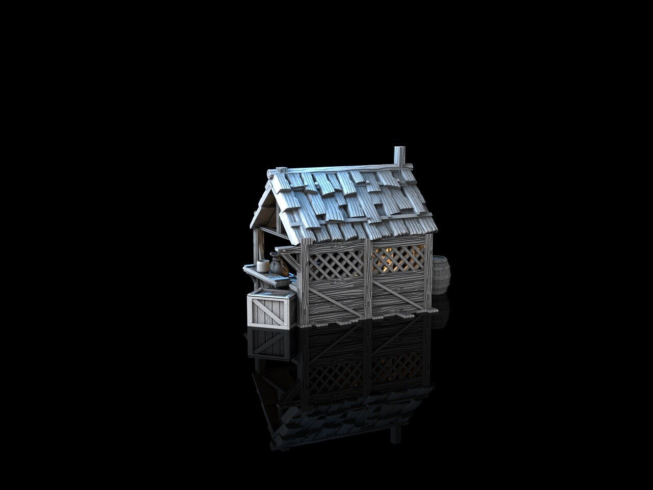 Medieval Town scenery building - Market Stall - PLA for Oldworld, Dungeon & Dragons, Frostgrave, Fantasy battle, skirmish wargame